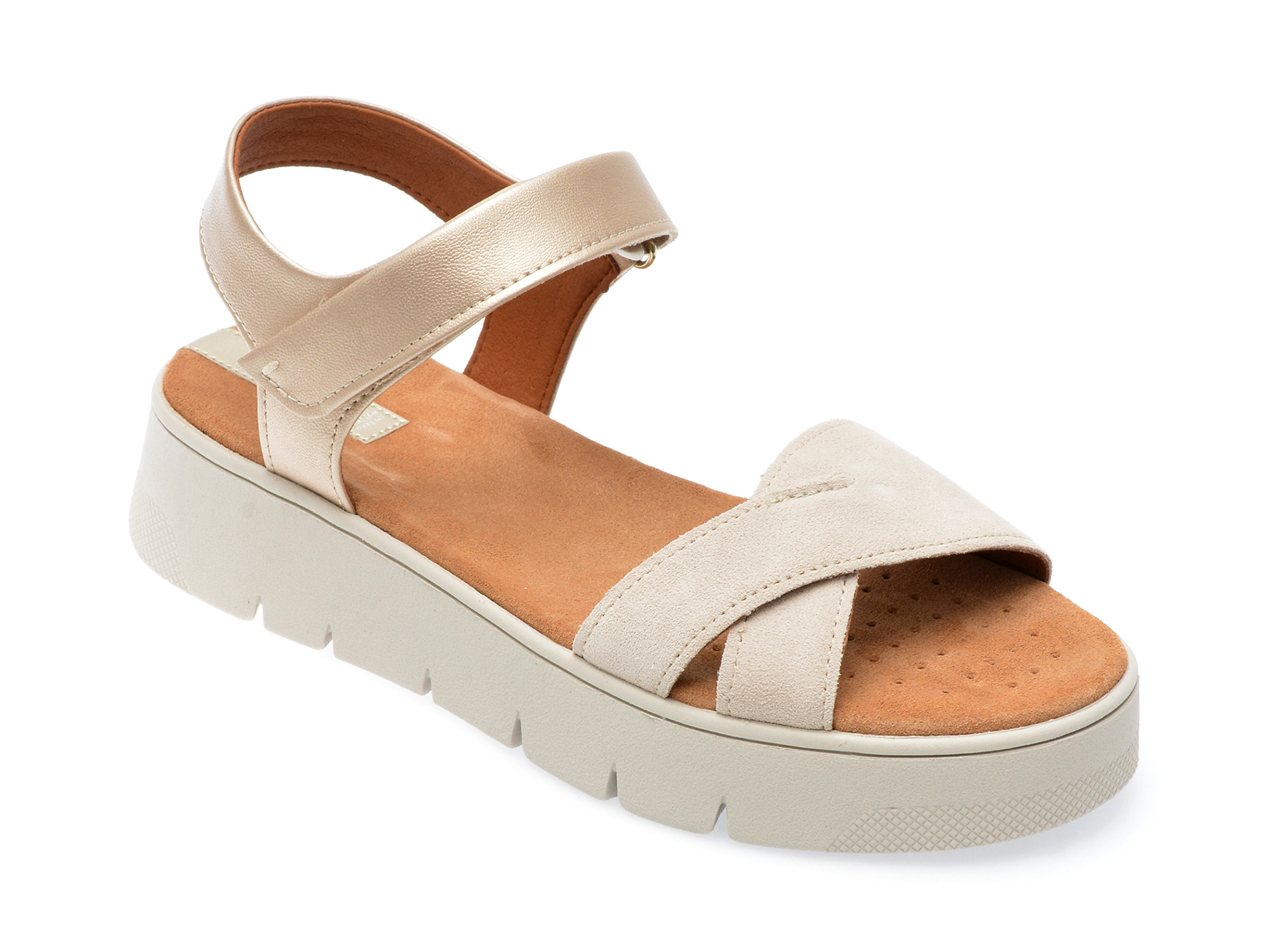 Sandale GEOX albe, D35SCA, din piele ecologica /femei/sandale imagine super redus 2022