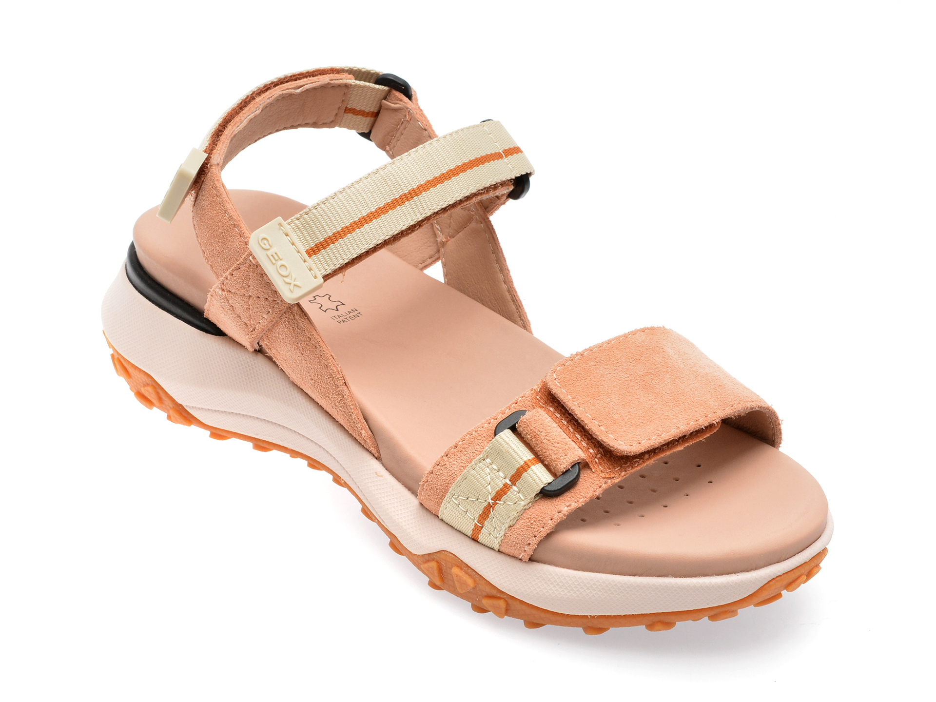 Sandale GEOX portocalii, D35TBB, din piele intoarsa /femei/sandale imagine noua