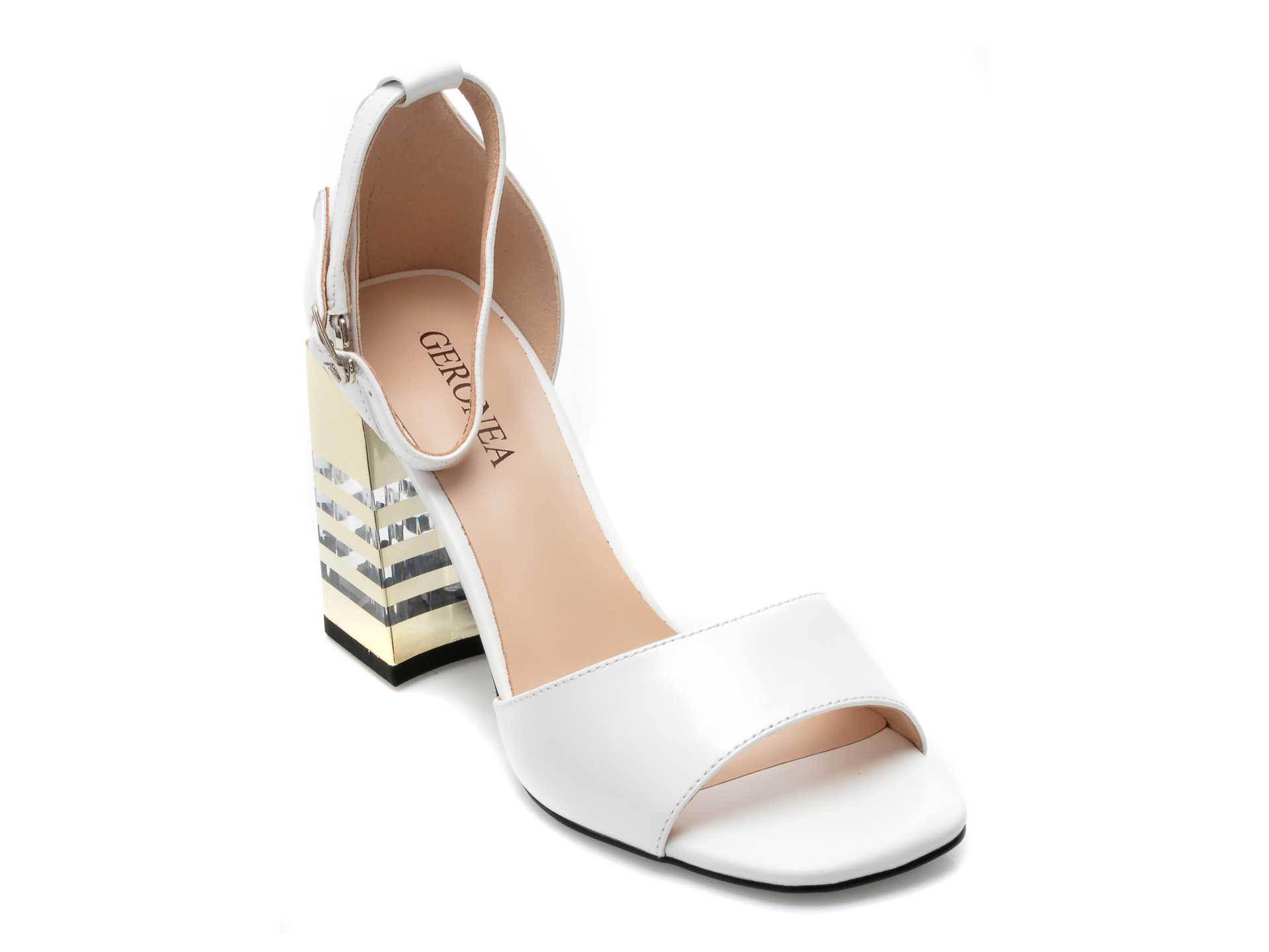 Sandale GERONEA albe, 89170H, din piele naturala /femei/sandale imagine noua