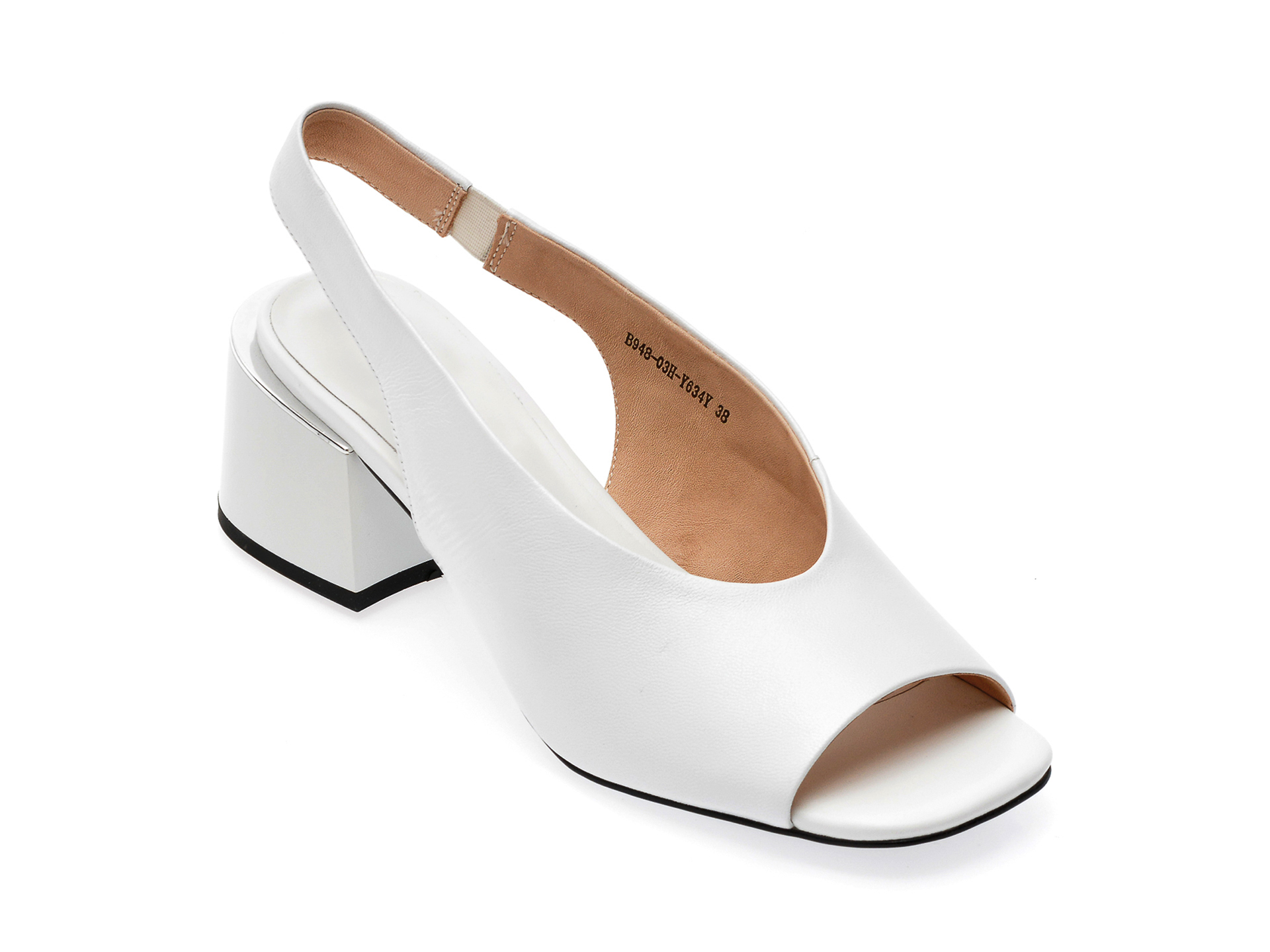 Sandale GERONEA albe, 94803H, din piele naturala /femei/sandale