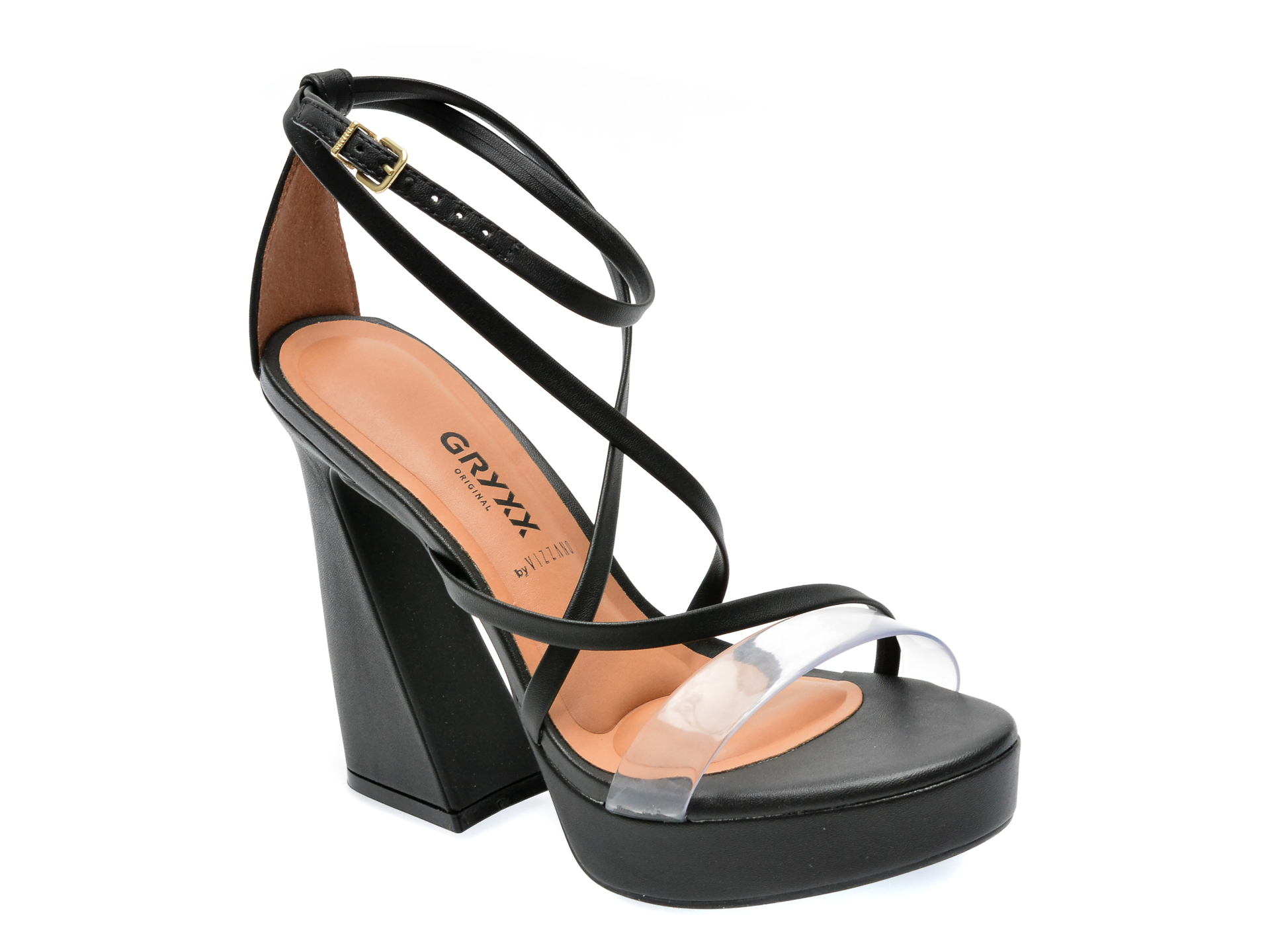 Sandale GRYXX BY VIZZANO negre, 6490100, din piele ecologica /femei/sandale