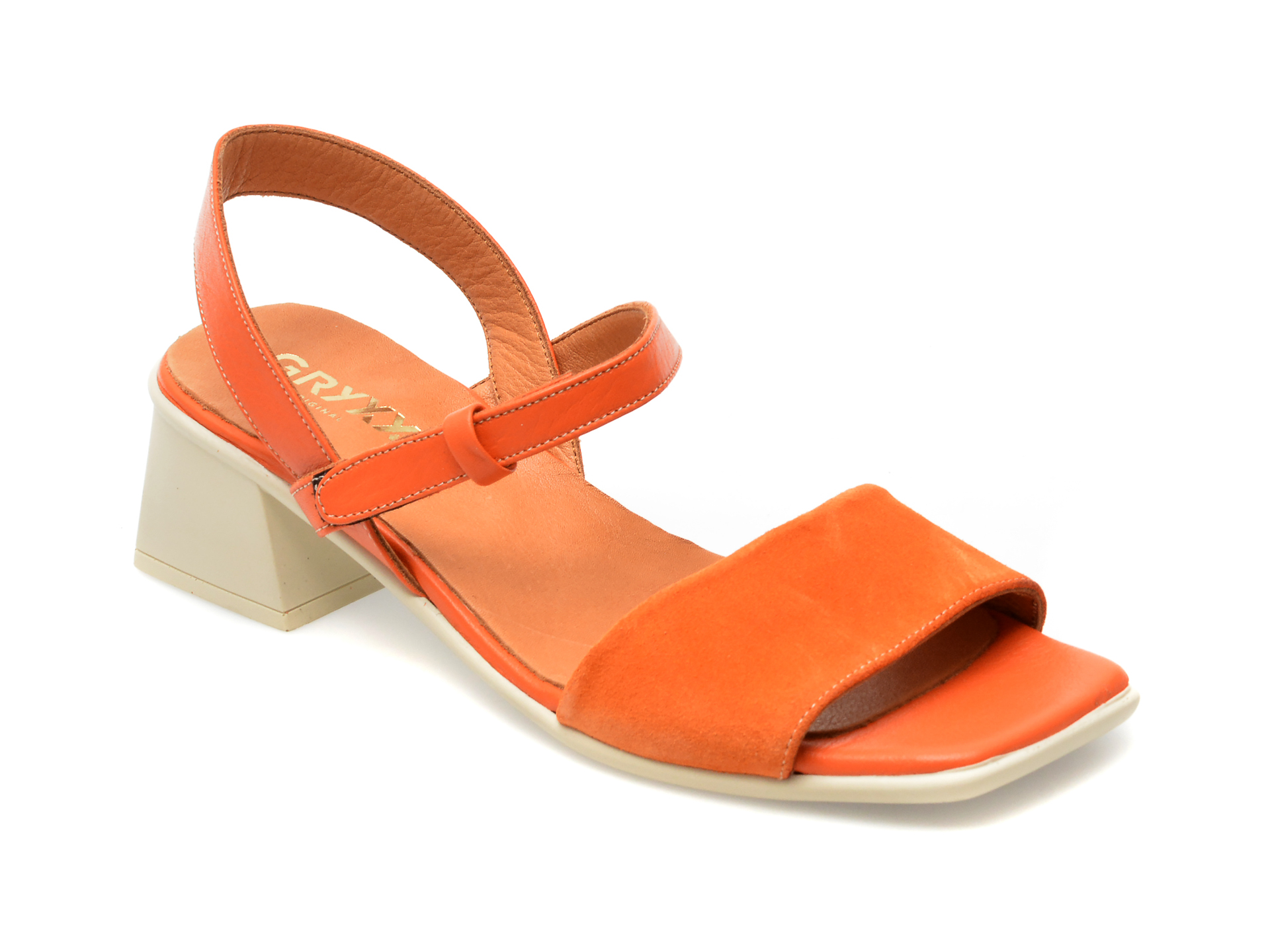 Sandale GRYXX portocalii, 2230, din piele intoarsa /femei/sandale