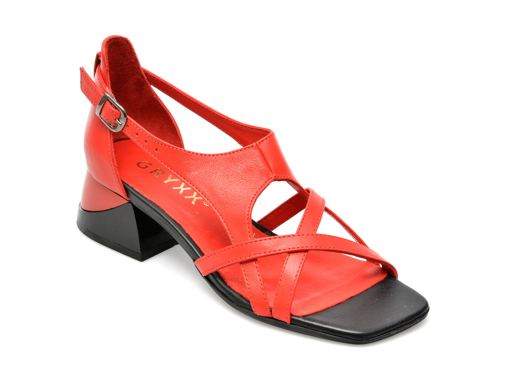 Sandale GRYXX rosii, 1073, din piele naturala /femei/sandale