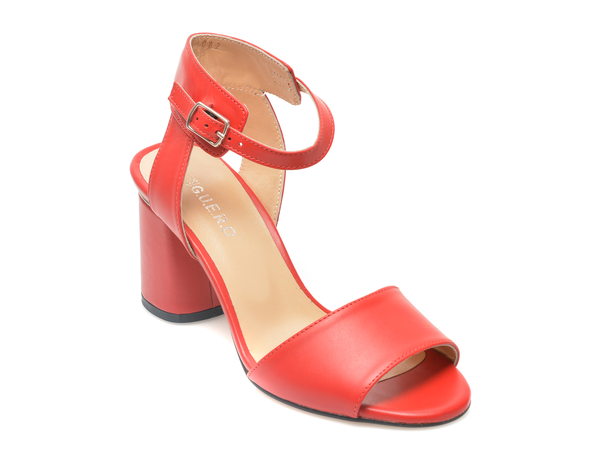 Sandale GUERO rosii, EY0815, din piele naturala /femei/sandale imagine noua
