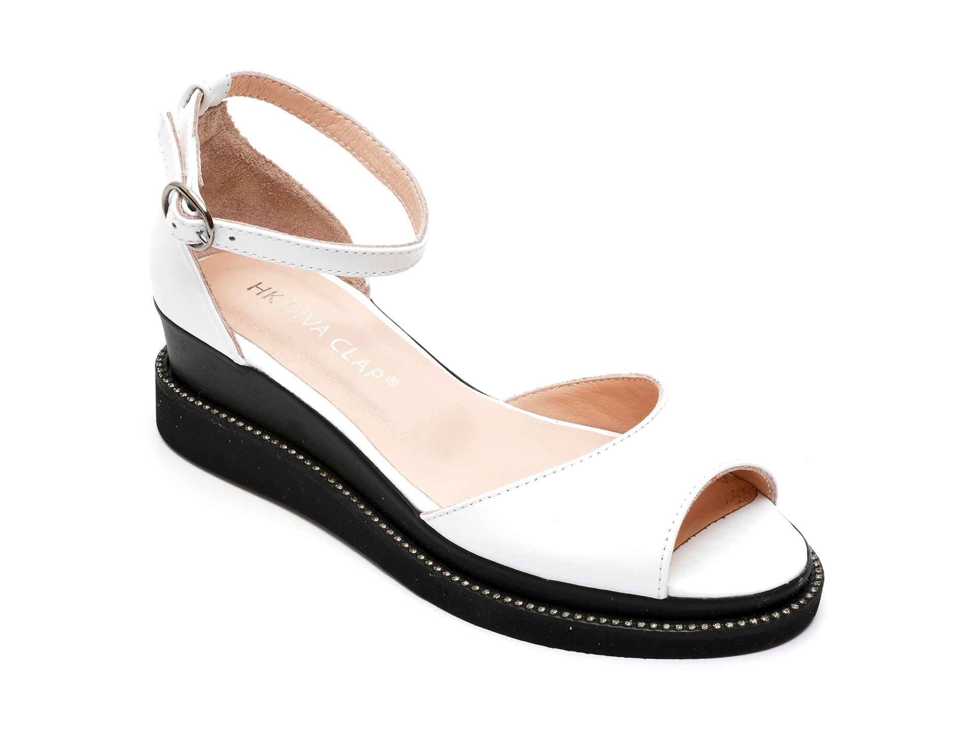 Sandale HK DIVA CLAP albe, 4010, din piele naturala /femei/sandale imagine noua
