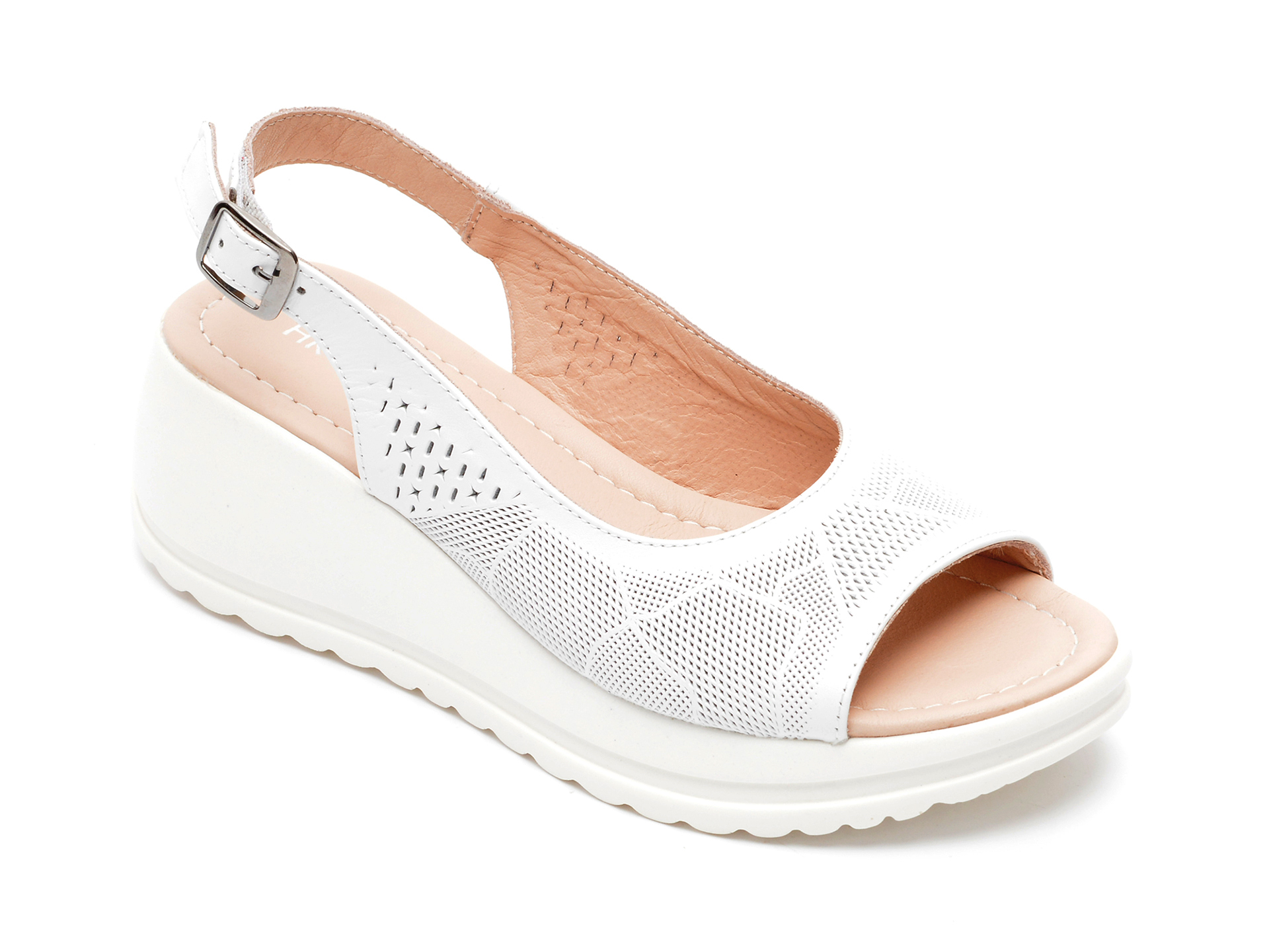 Sandale HK DIVA CLAP albe, 4056, din piele naturala /femei/sandale imagine noua