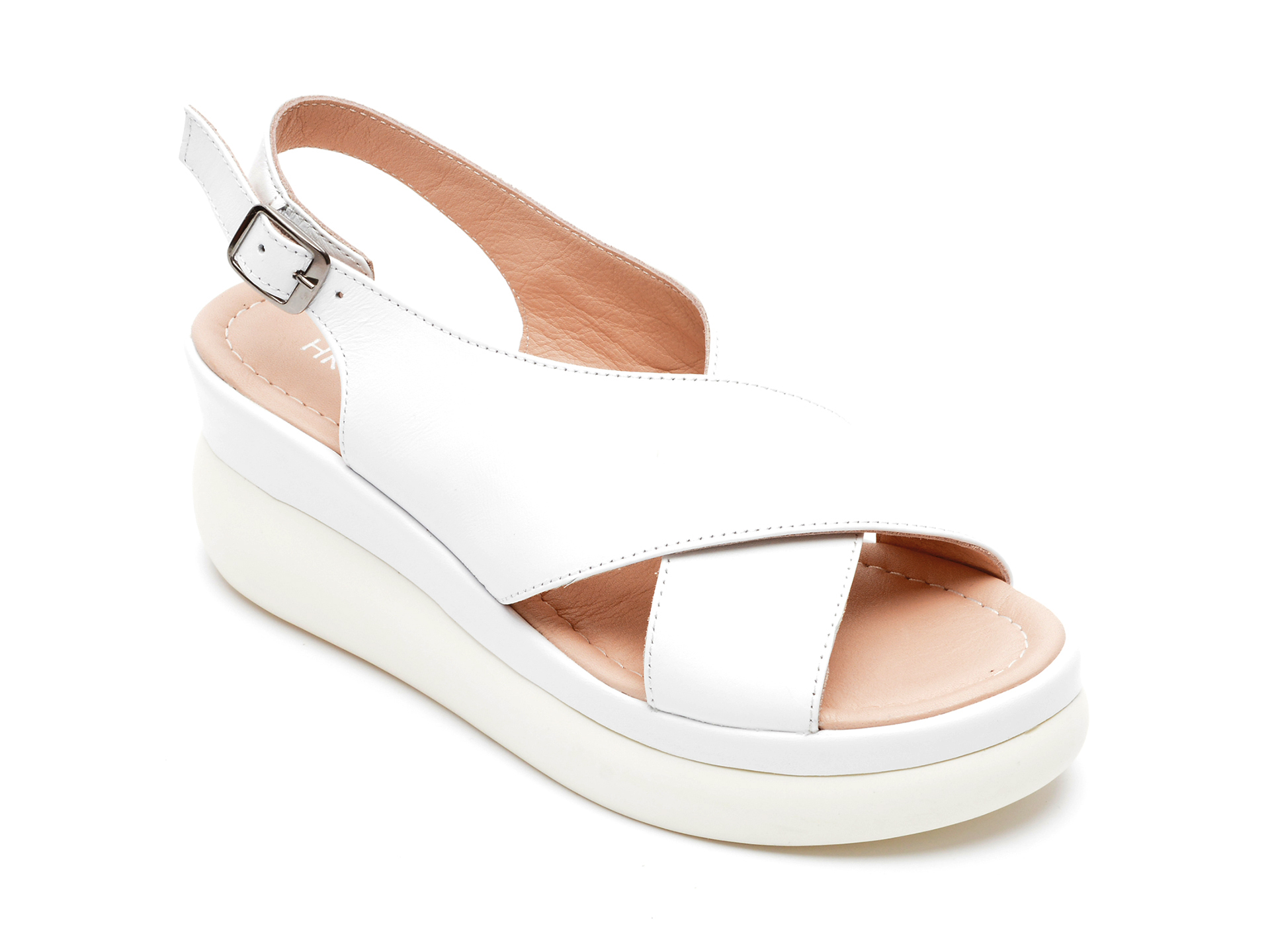 Sandale HK DIVA CLAP albe, 4141, din piele naturala /femei/sandale imagine noua