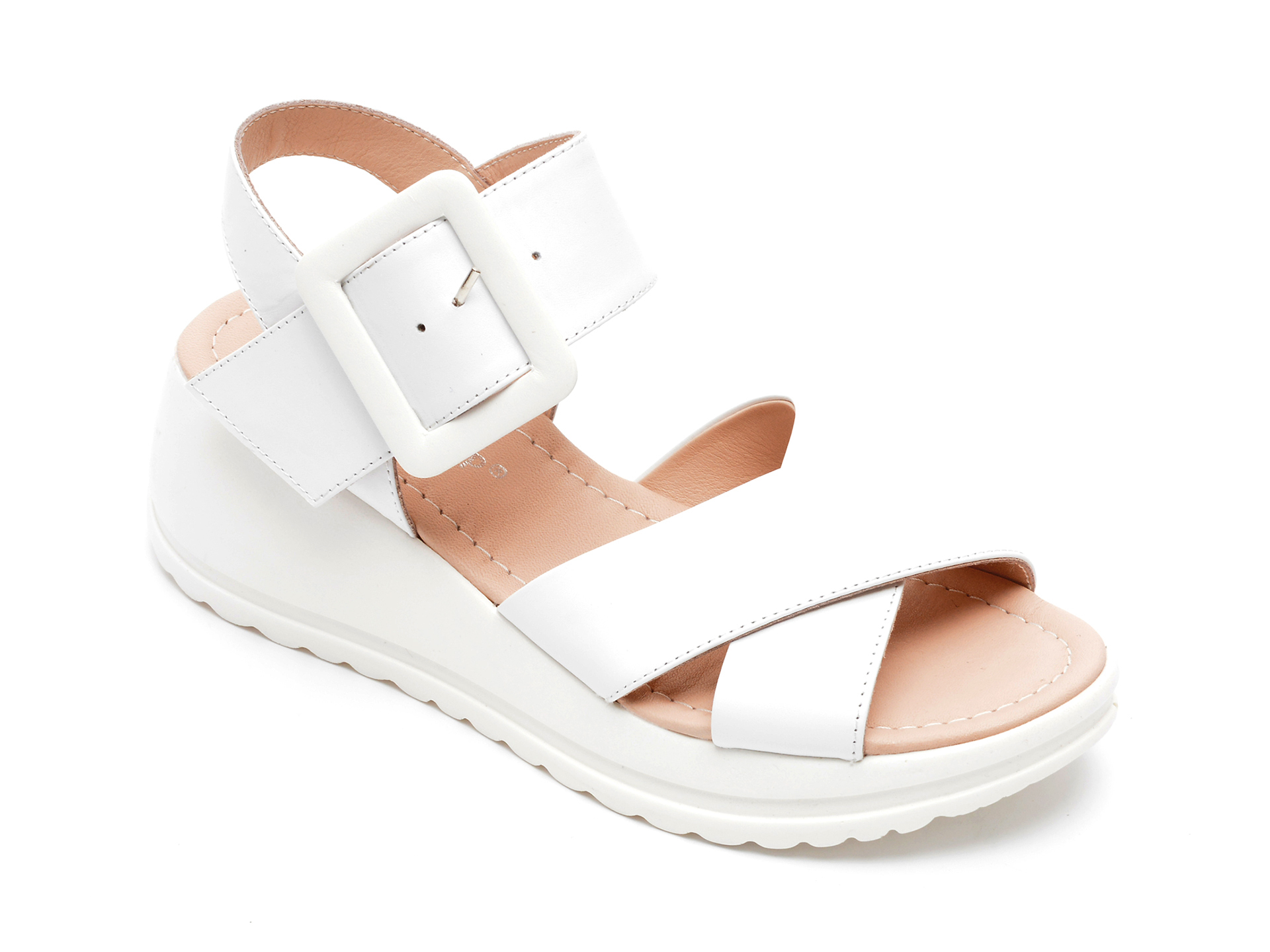 Sandale HK DIVA CLAP albe, 4214, din piele naturala /femei/sandale imagine noua