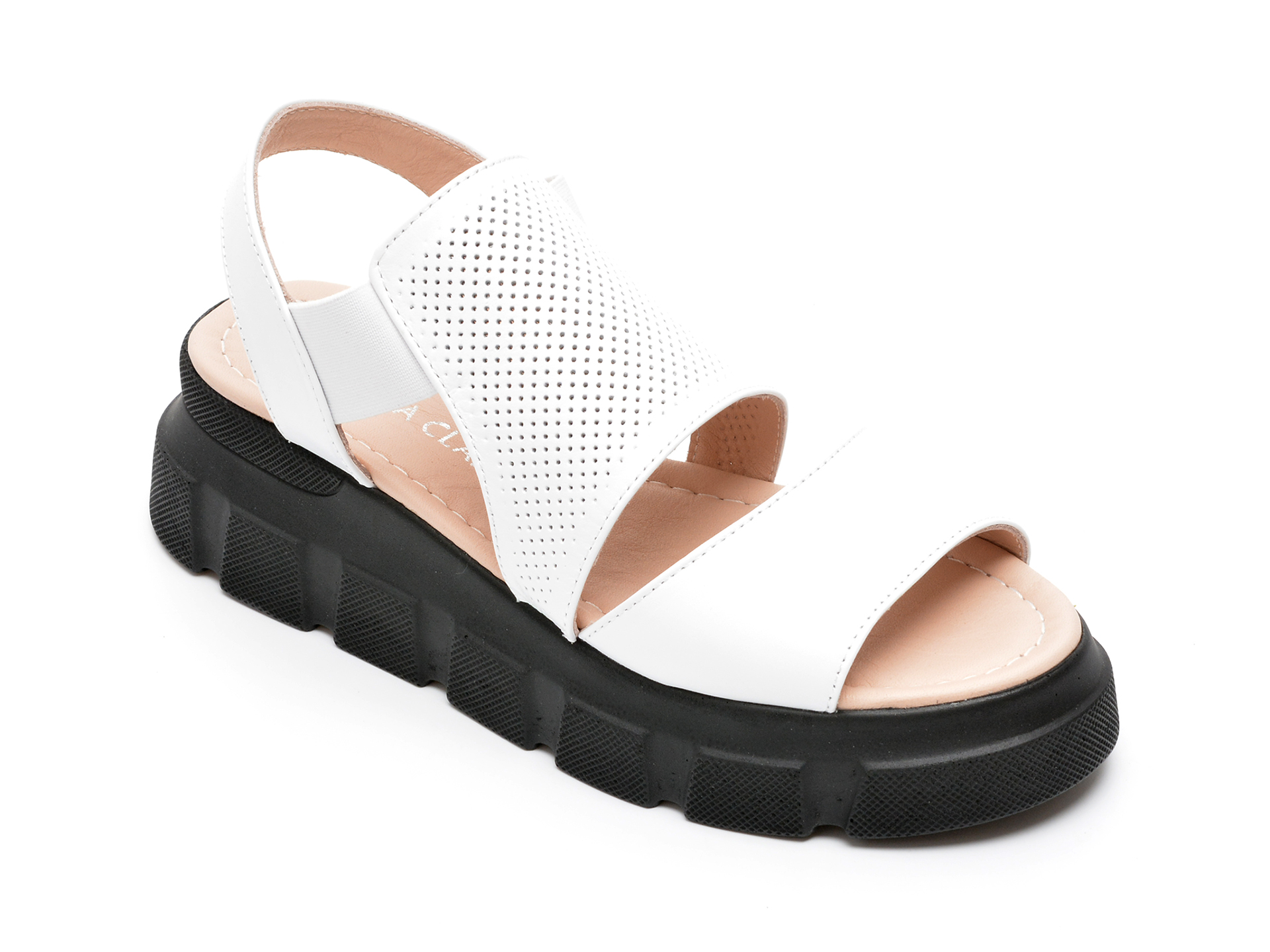 Sandale HK DIVA CLAP albe, 4393, din piele naturala /femei/sandale imagine noua