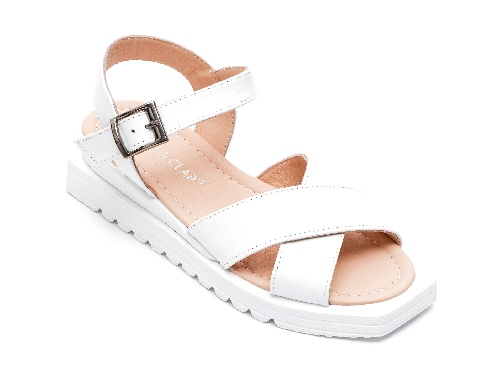 Sandale HK DIVA CLAP albe, 4398, din piele naturala /femei/sandale imagine noua