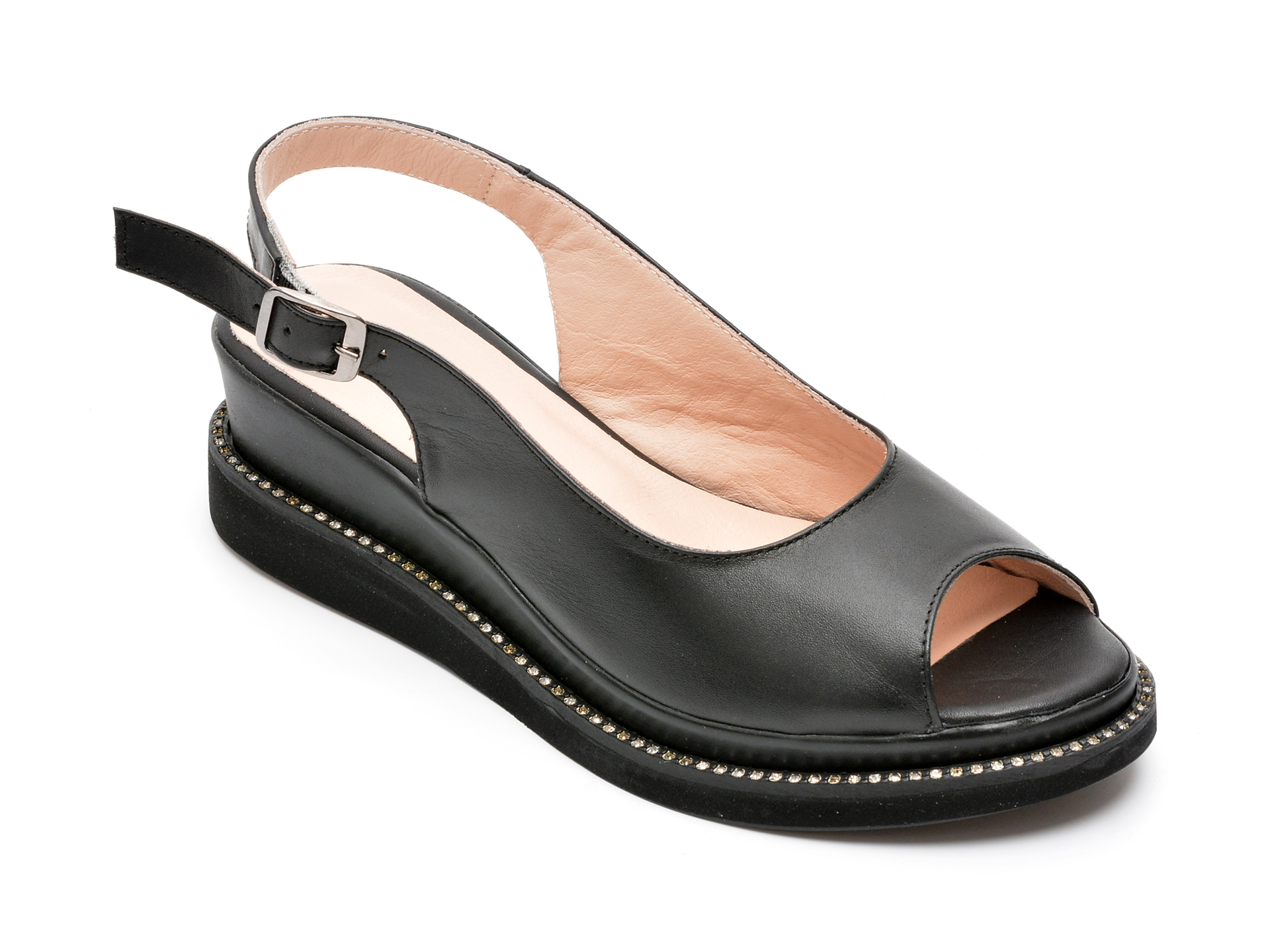 Sandale HK DIVA CLAP negre, 4011, din piele naturala /femei/sandale imagine noua