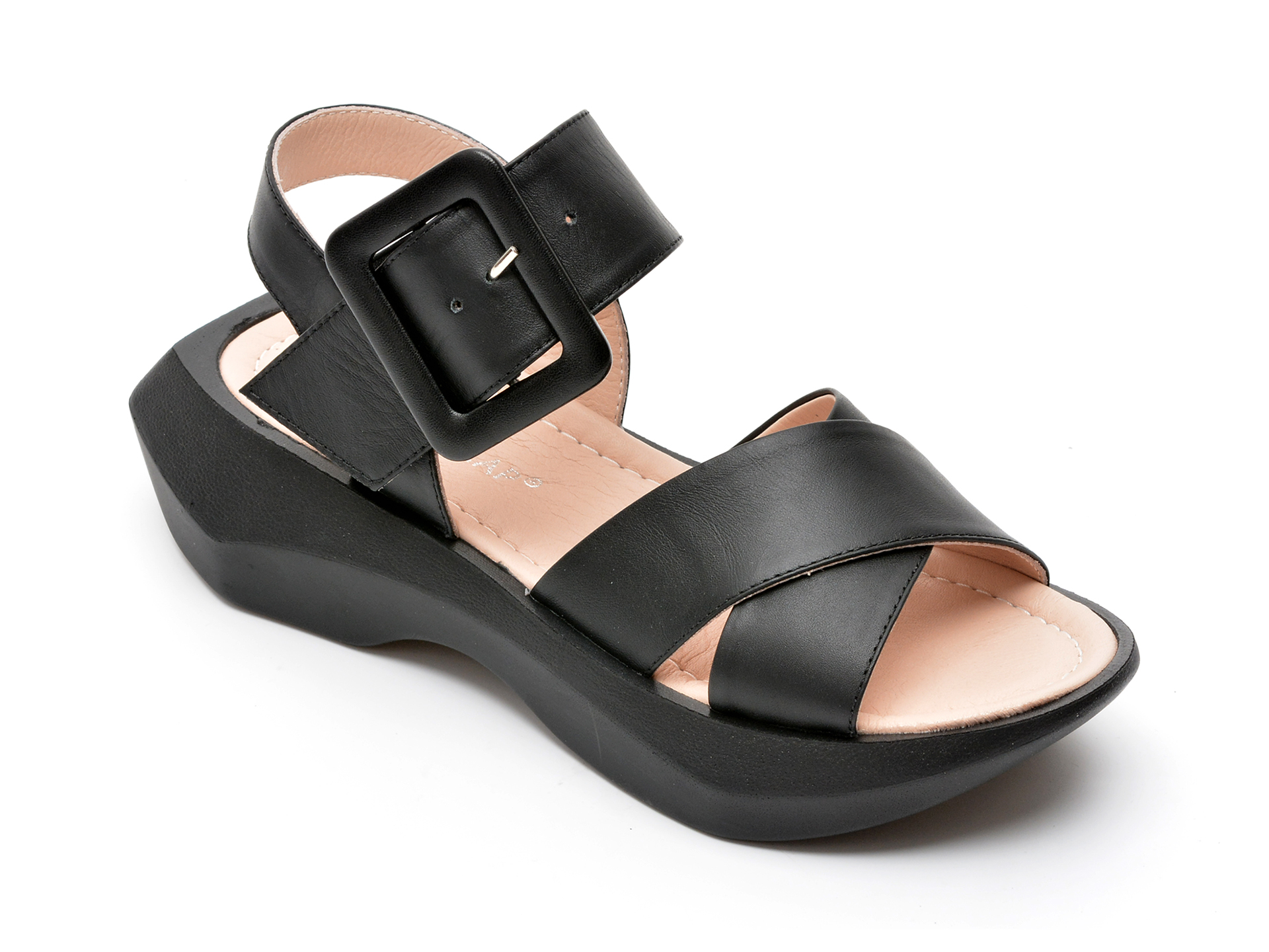 Sandale HK DIVA CLAP negre, 4204, din piele naturala /femei/sandale imagine noua