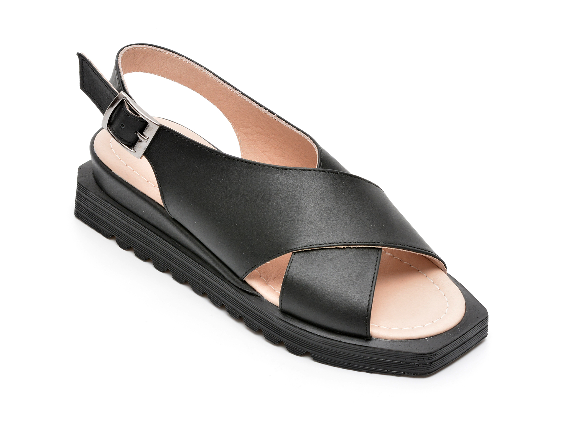 Sandale HK DIVA CLAP negre, 4391, din piele naturala /femei/sandale imagine noua