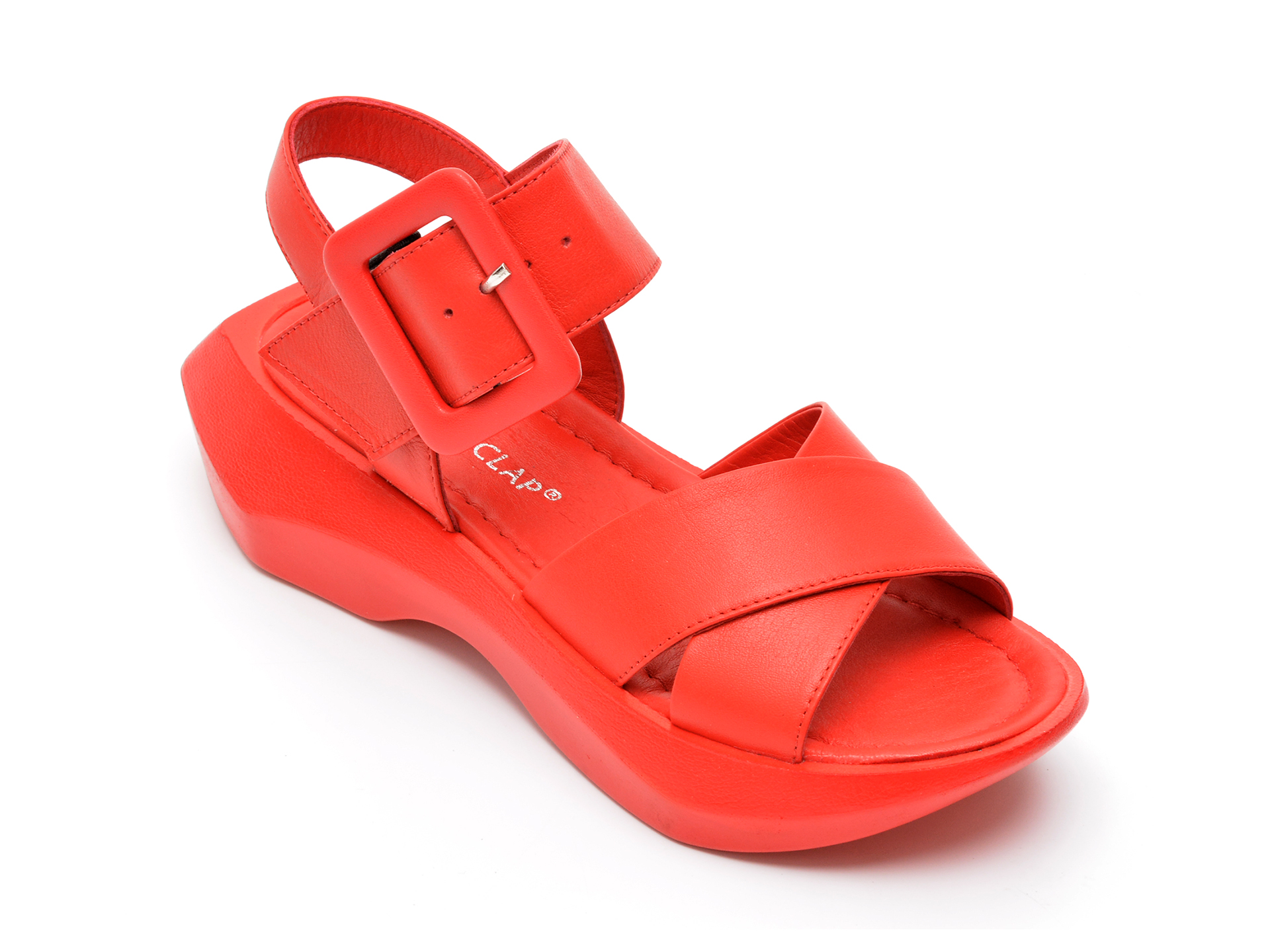 Sandale HK DIVA CLAP rosii, 4204, din piele naturala /femei/sandale imagine noua