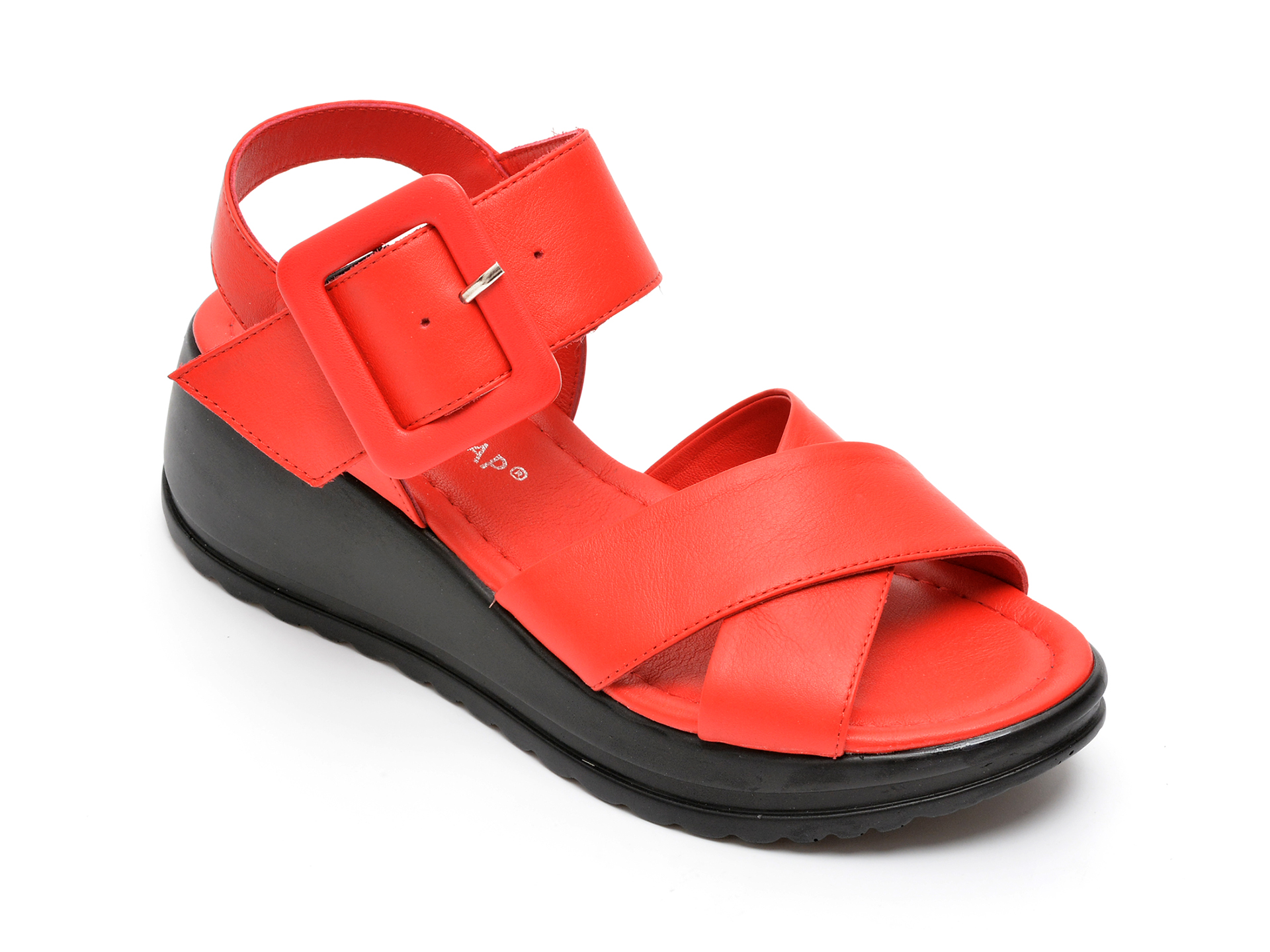 Sandale HK DIVA CLAP rosii, 4214, din piele naturala /femei/sandale imagine noua