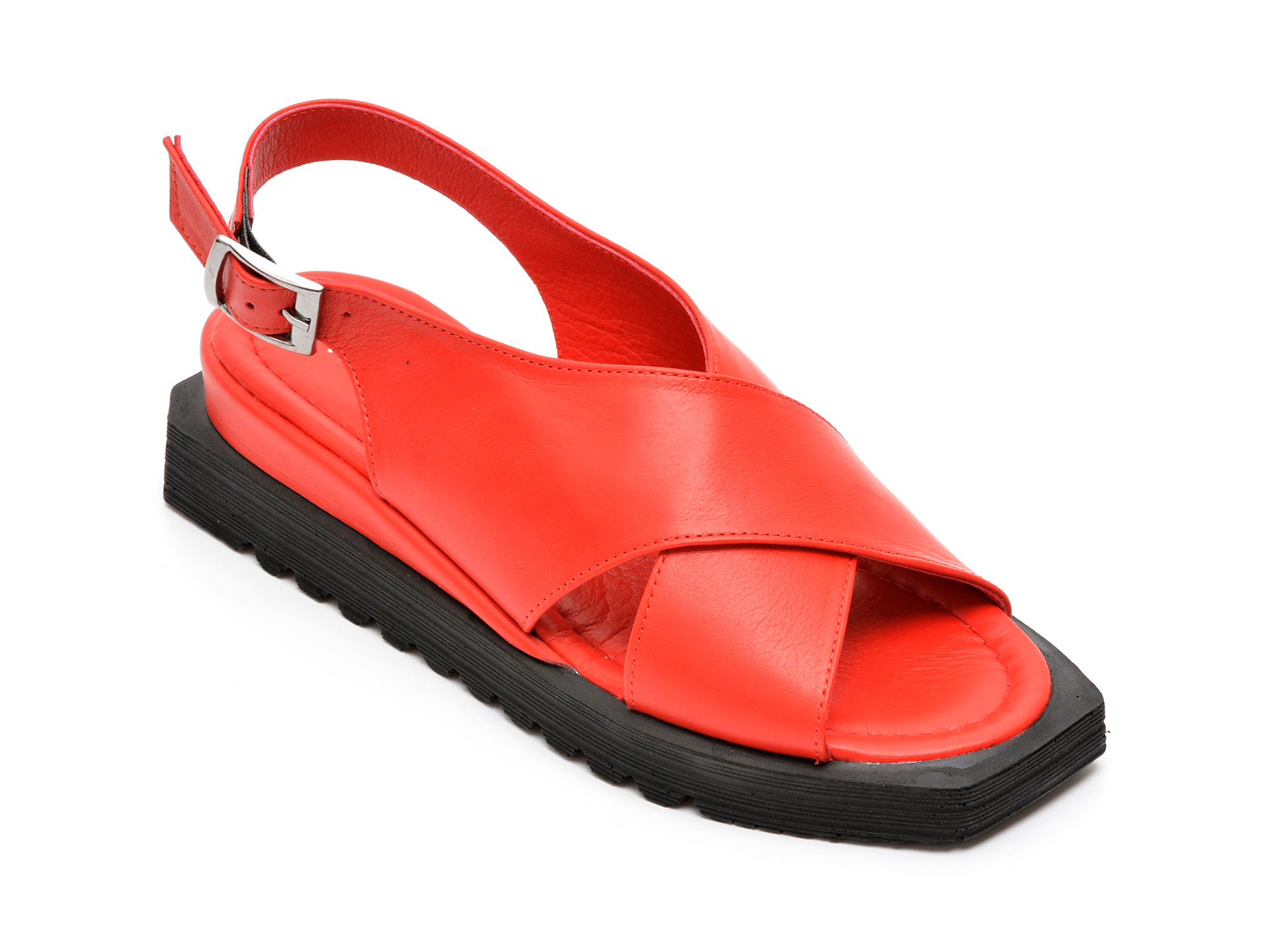 Sandale HK DIVA CLAP rosii, 4391, din piele naturala