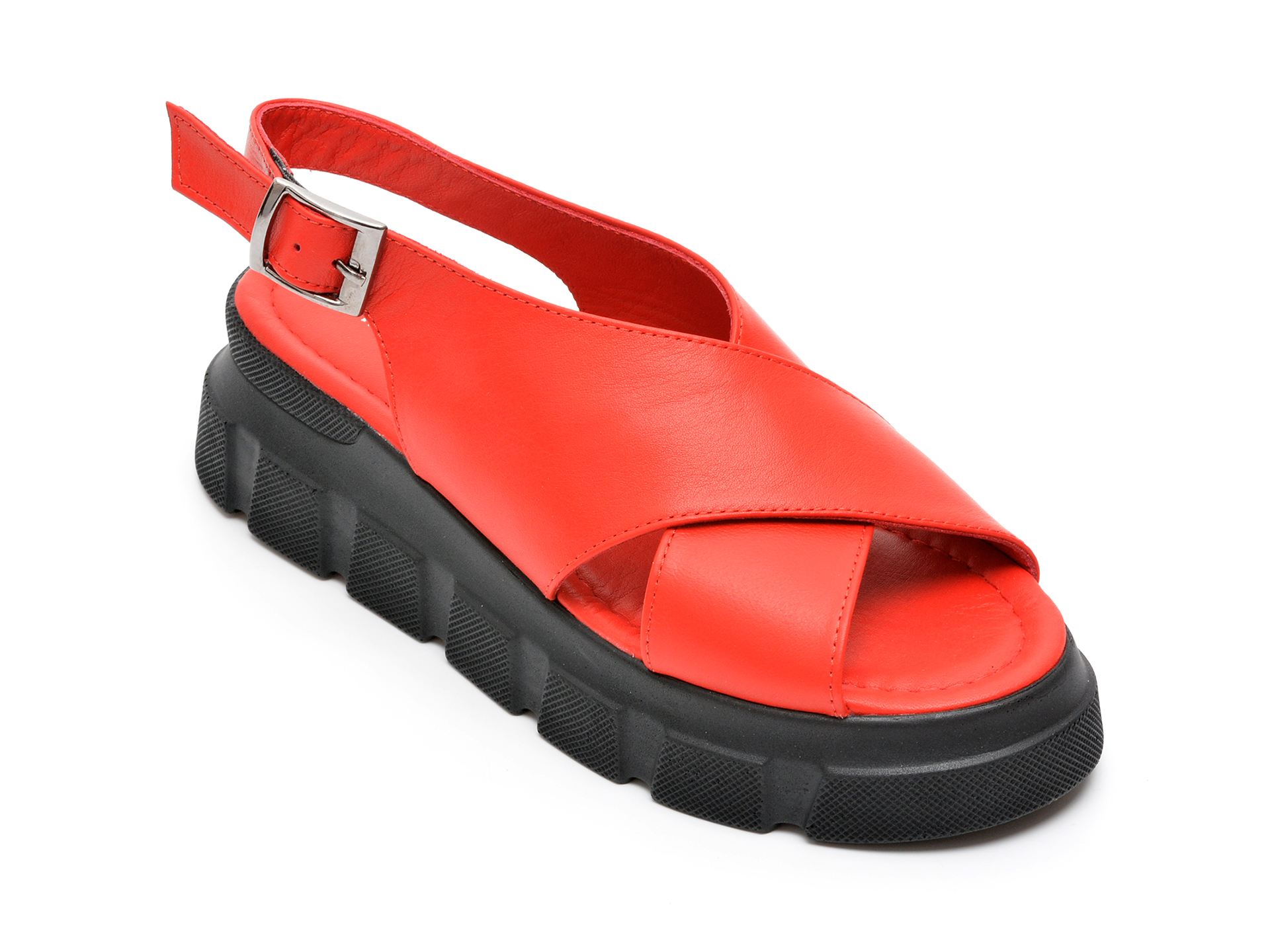 Sandale HK DIVA CLAP rosii, 4392, din piele naturala