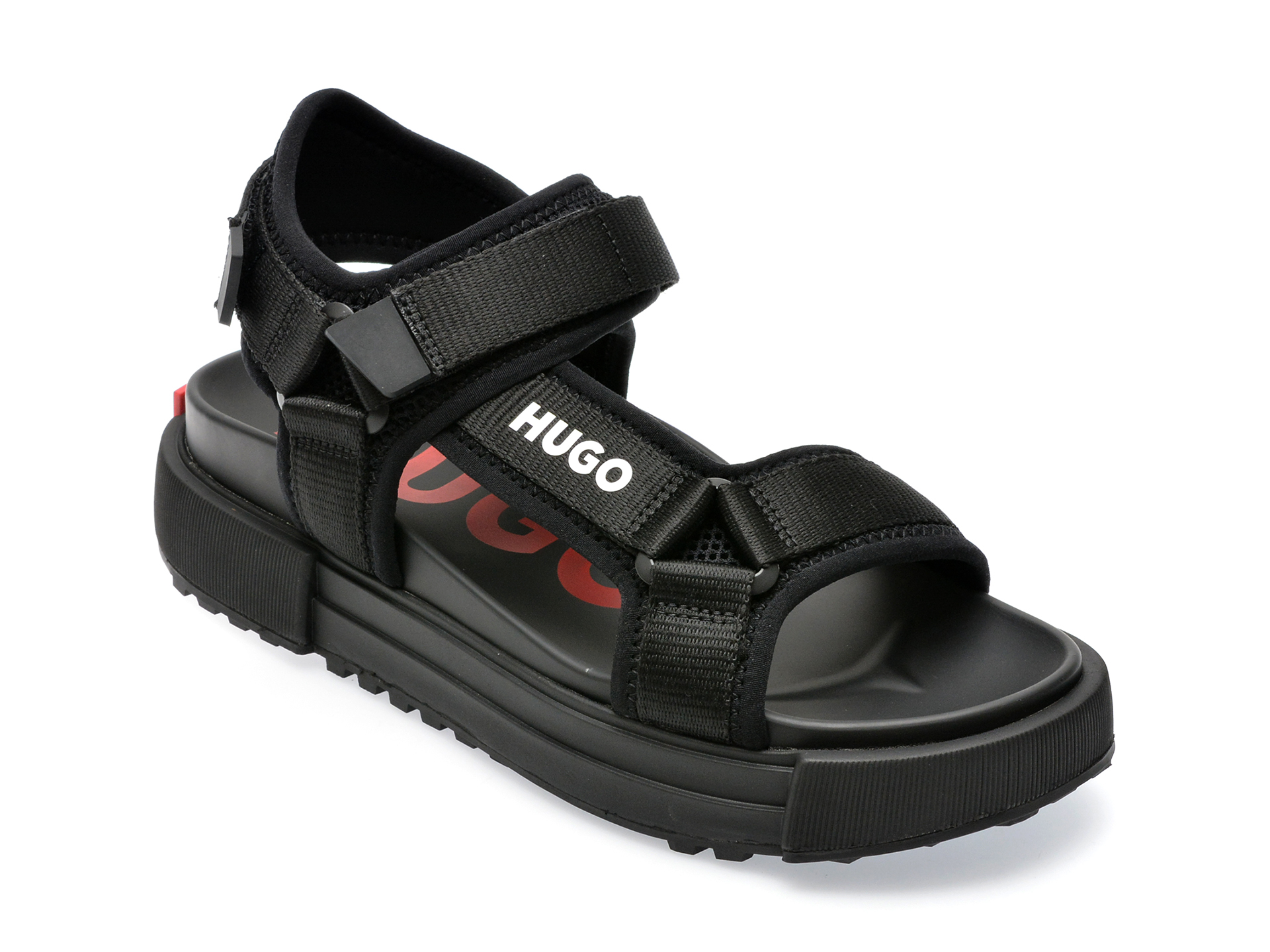 Sandale HUGO negre, 3173, din material textil /barbati/sandale imagine super redus 2022