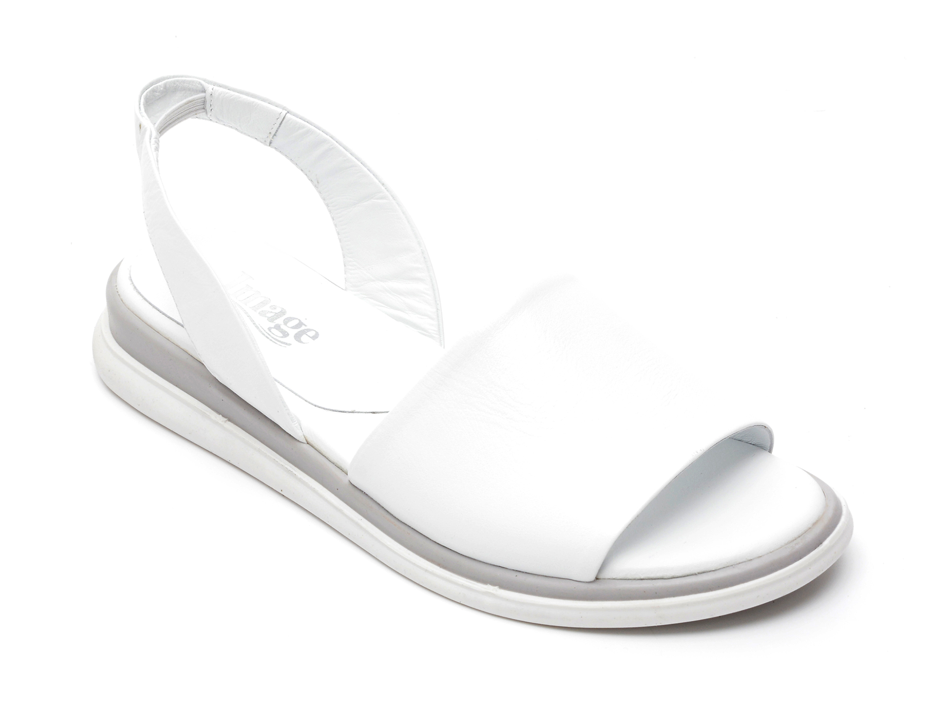 Sandale IMAGE albe, 43500M5, din piele naturala