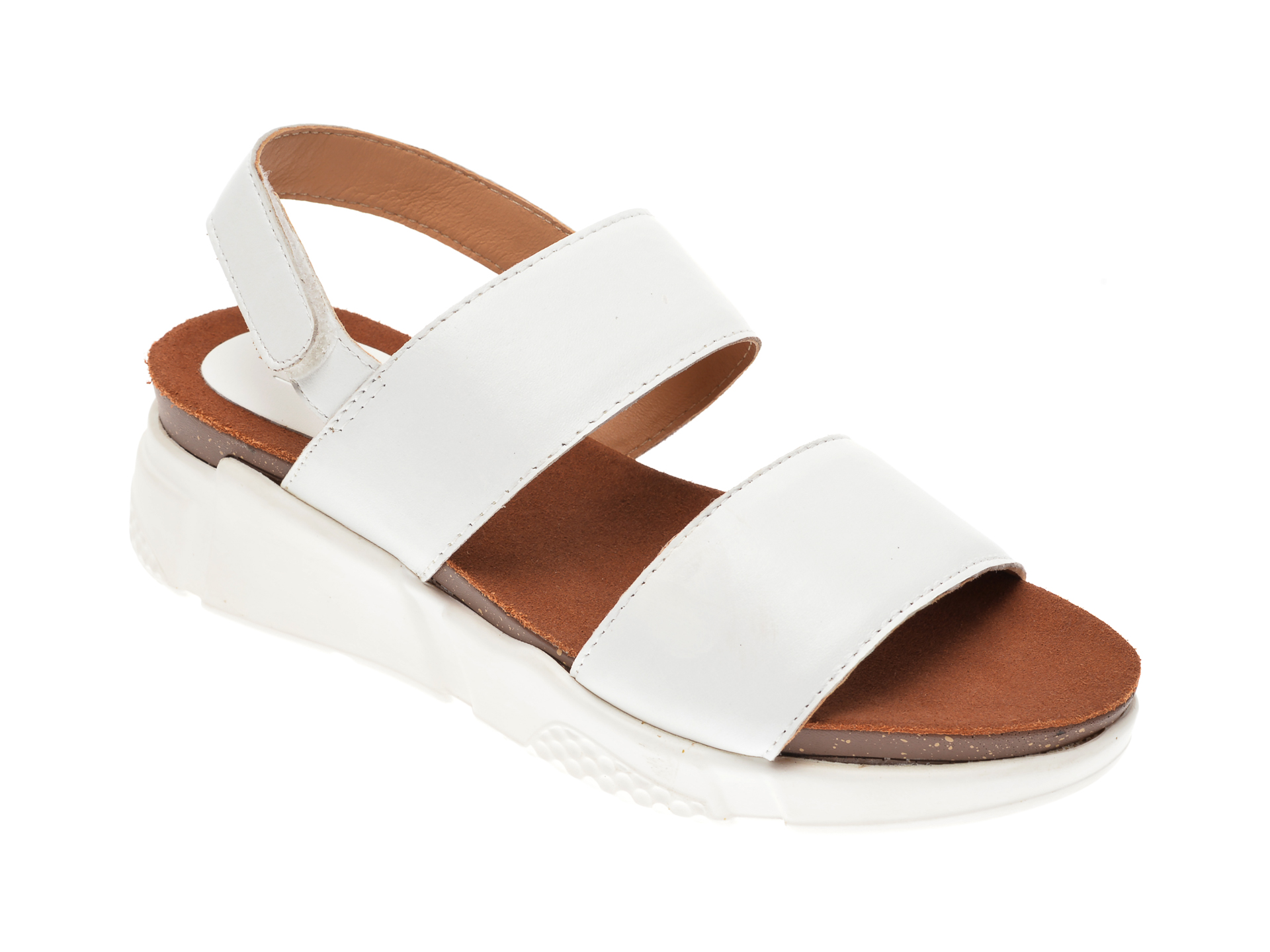 Sandale IMAGE albe, SH57, din piele naturala New