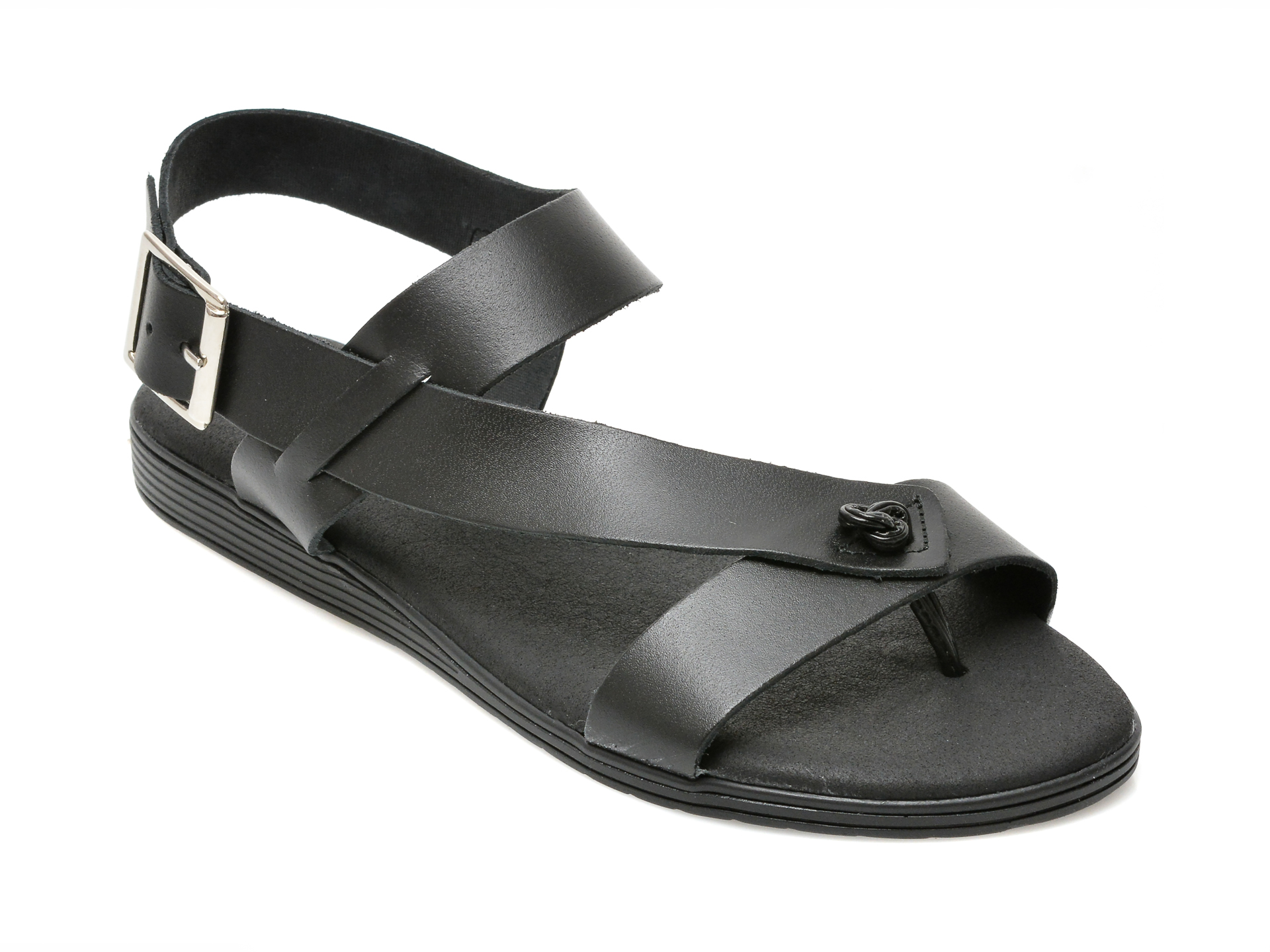 Sandale IMAGE negre, 1524, din piele naturala 2023 ❤️ Pret Super Black Friday otter.ro imagine noua 2022