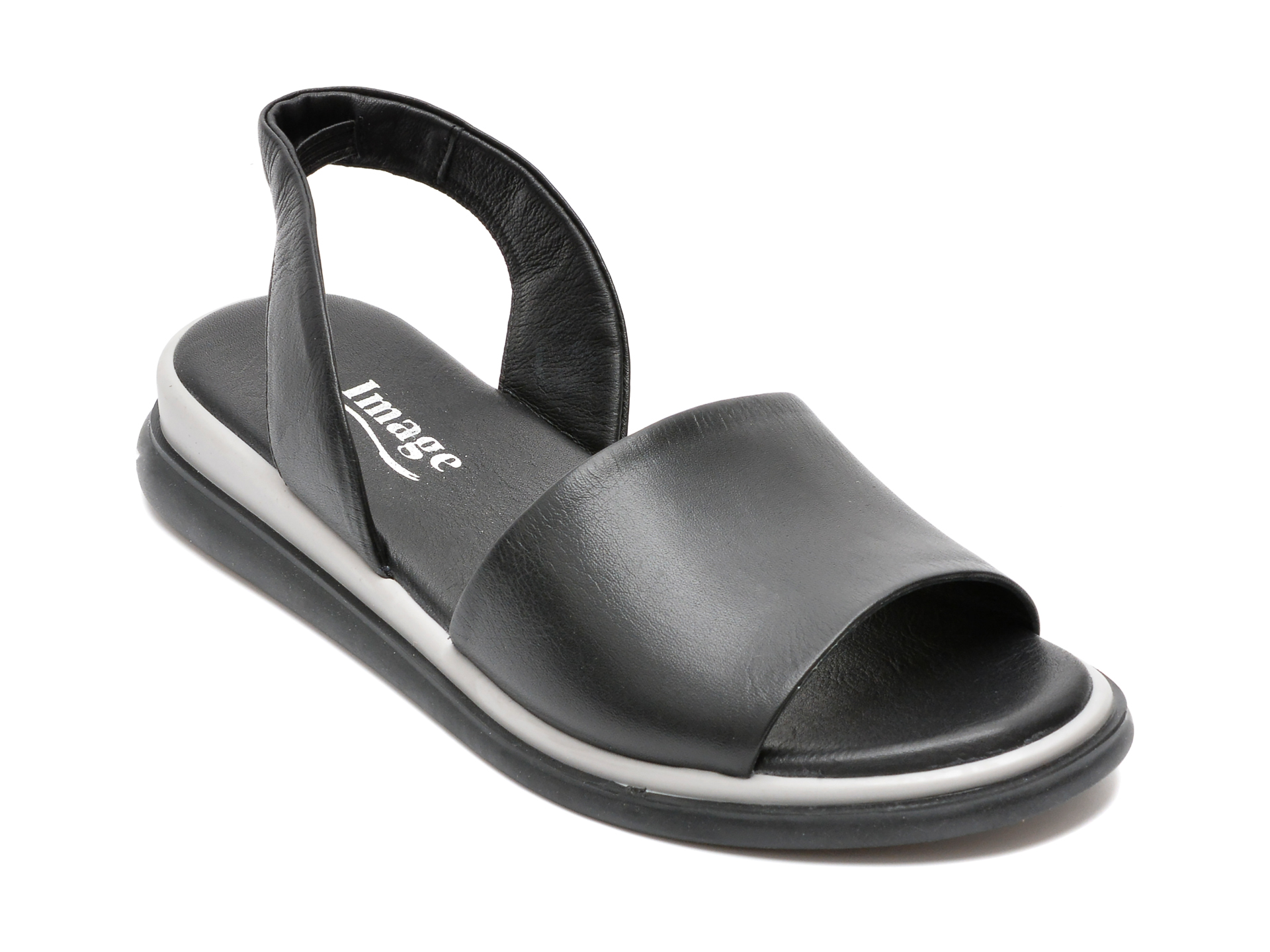 Sandale IMAGE negre, 43500M5, din piele naturala 2022 ❤️ Pret Super Black Friday otter.ro imagine noua 2022