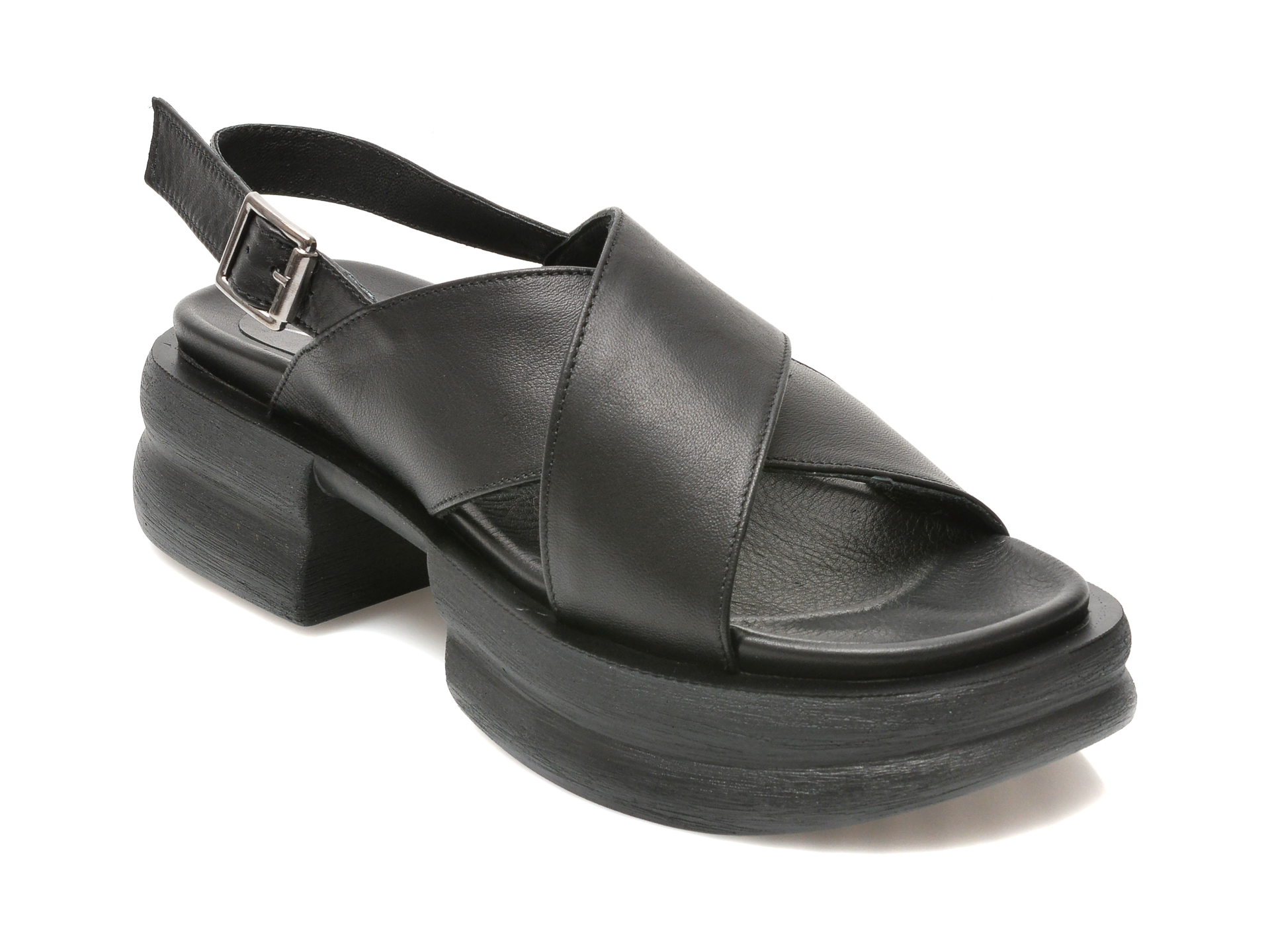 Sandale IMAGE negre, 686, din piele naturala Image