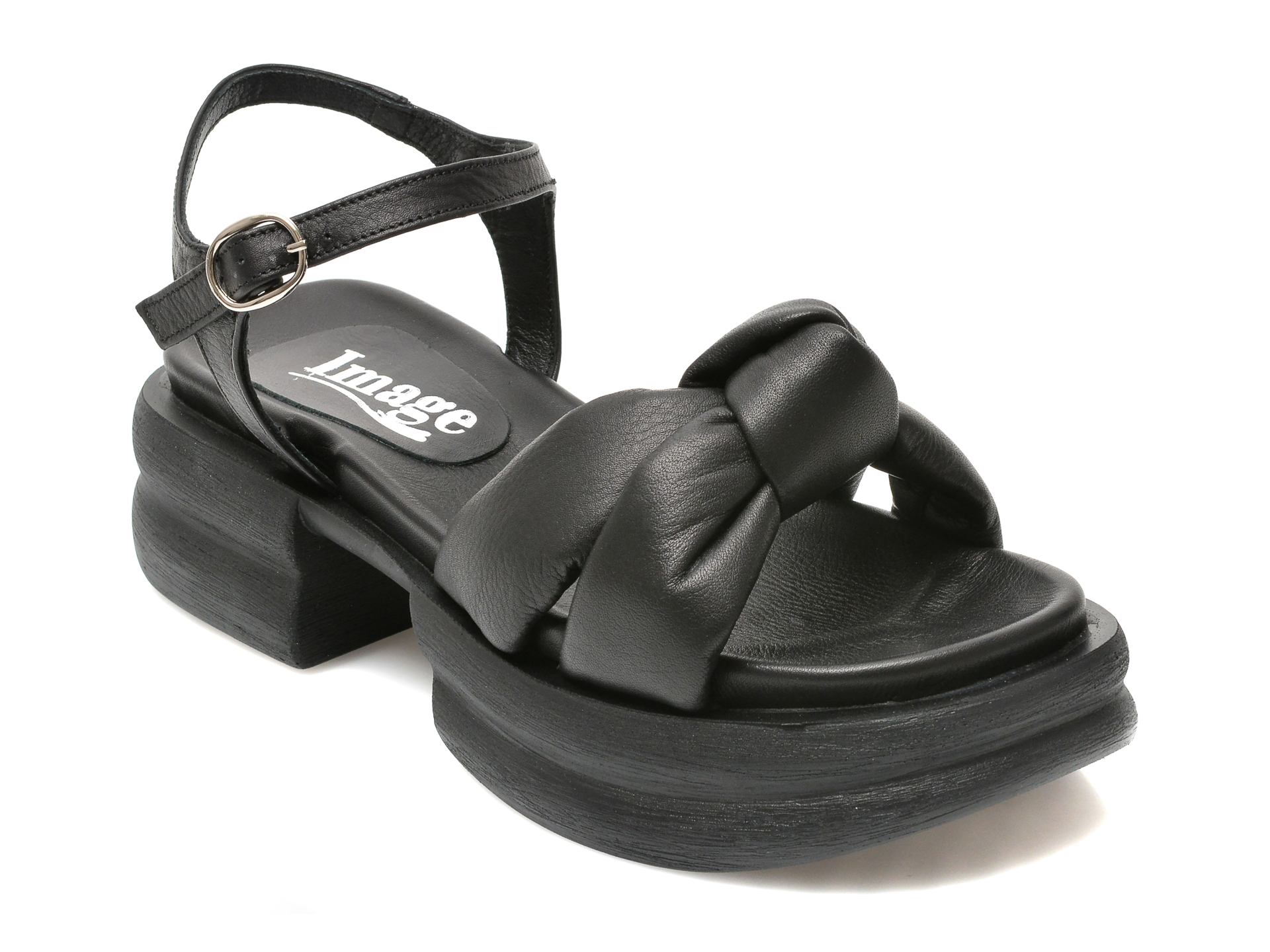 Sandale IMAGE negre, 689, din piele naturala 2022 ❤️ Pret Super otter.ro imagine noua 2022