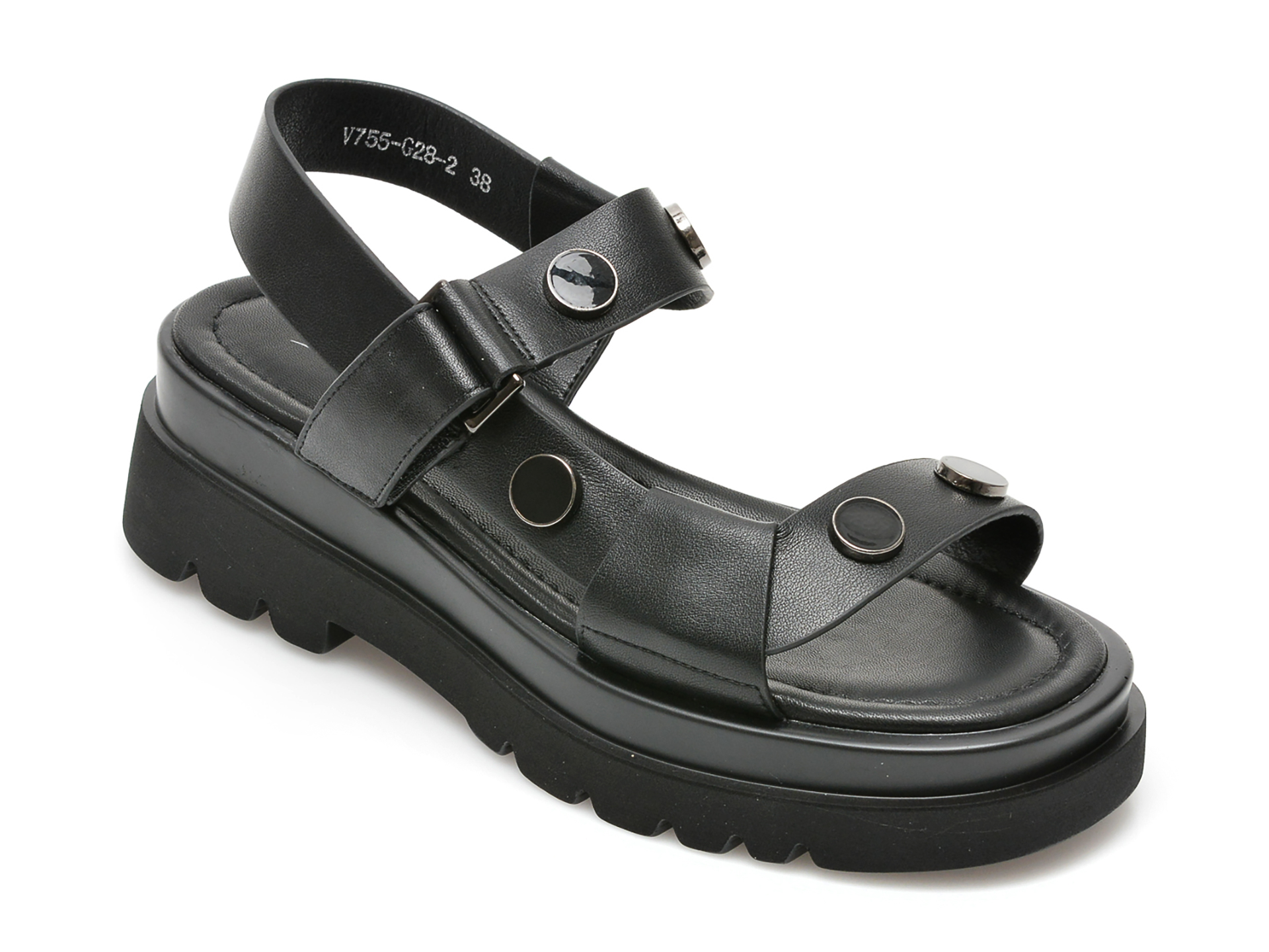 Sandale IMAGE negre, V755G28, din piele naturala Image