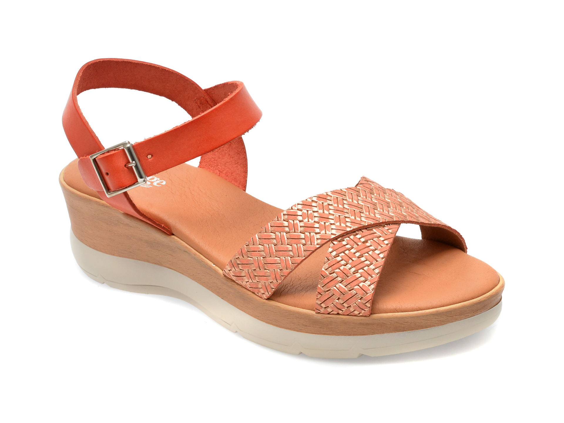 Sandale IMAGE portocalii, JANET, din piele naturala /femei/sandale imagine noua