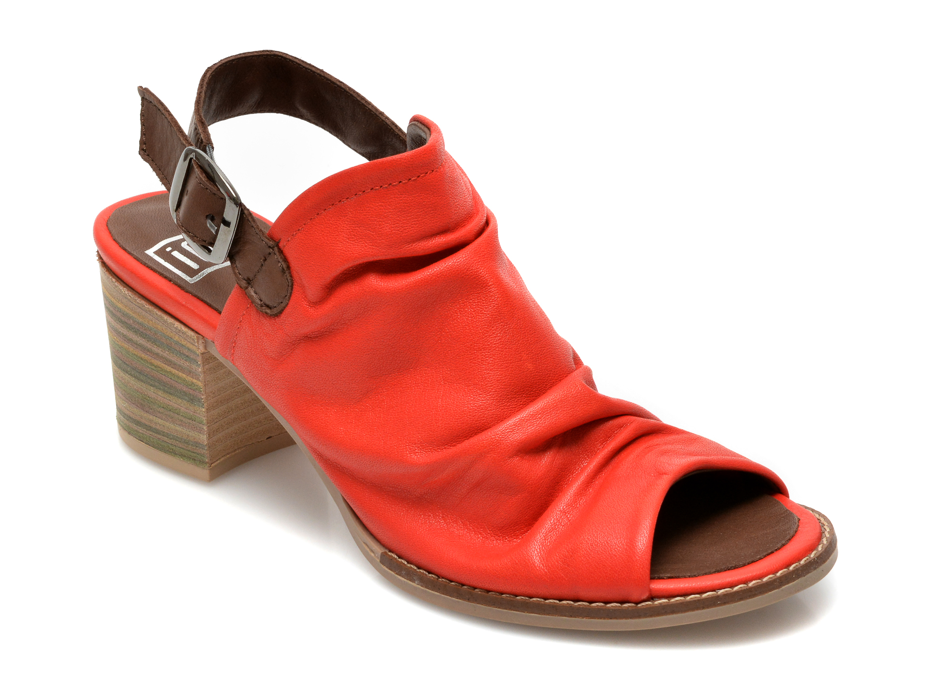 Sandale IOU rosii, 1702, din piele naturala