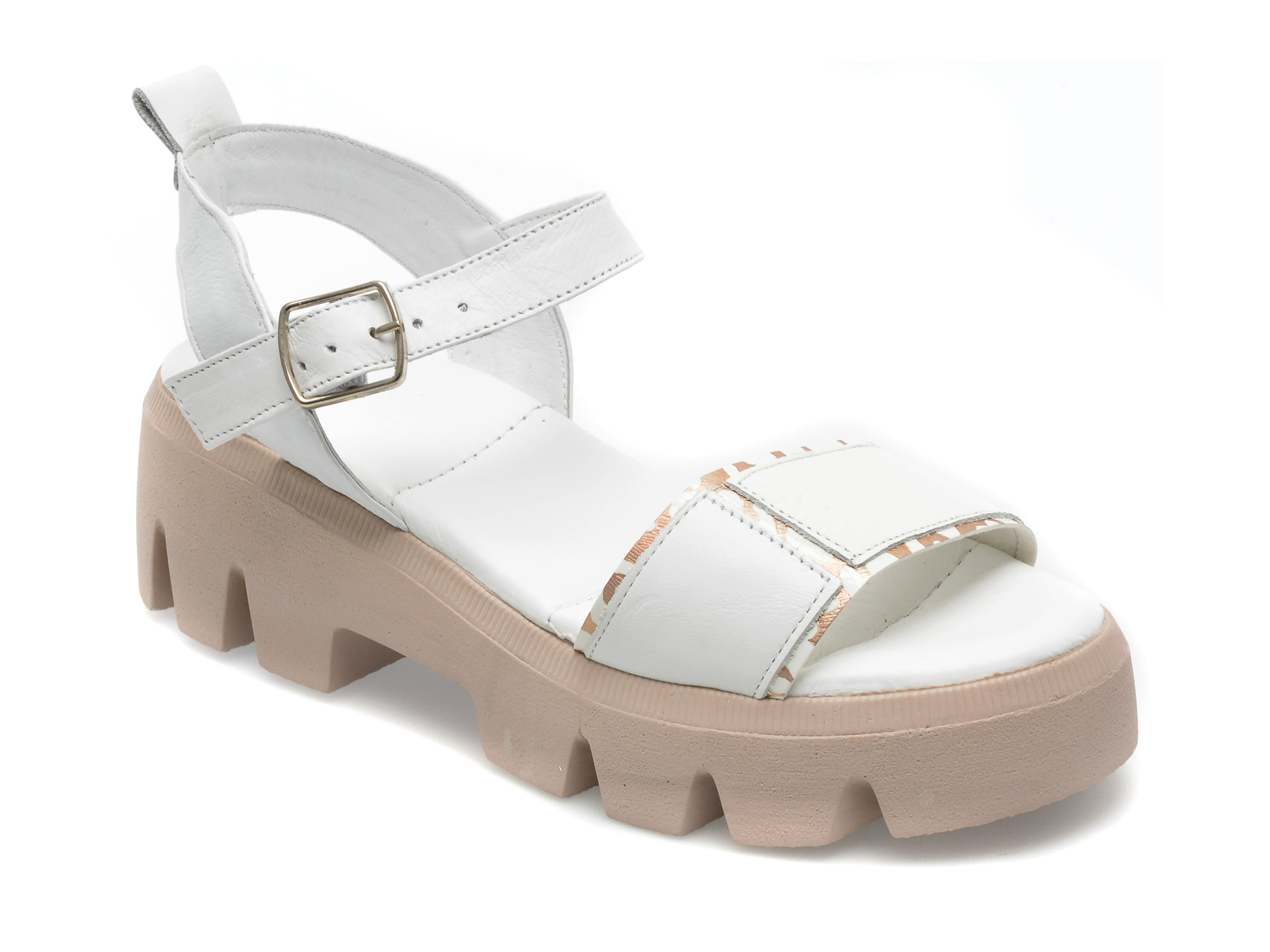 Sandale LABOUR albe, 214583, din piele naturala /femei/sandale