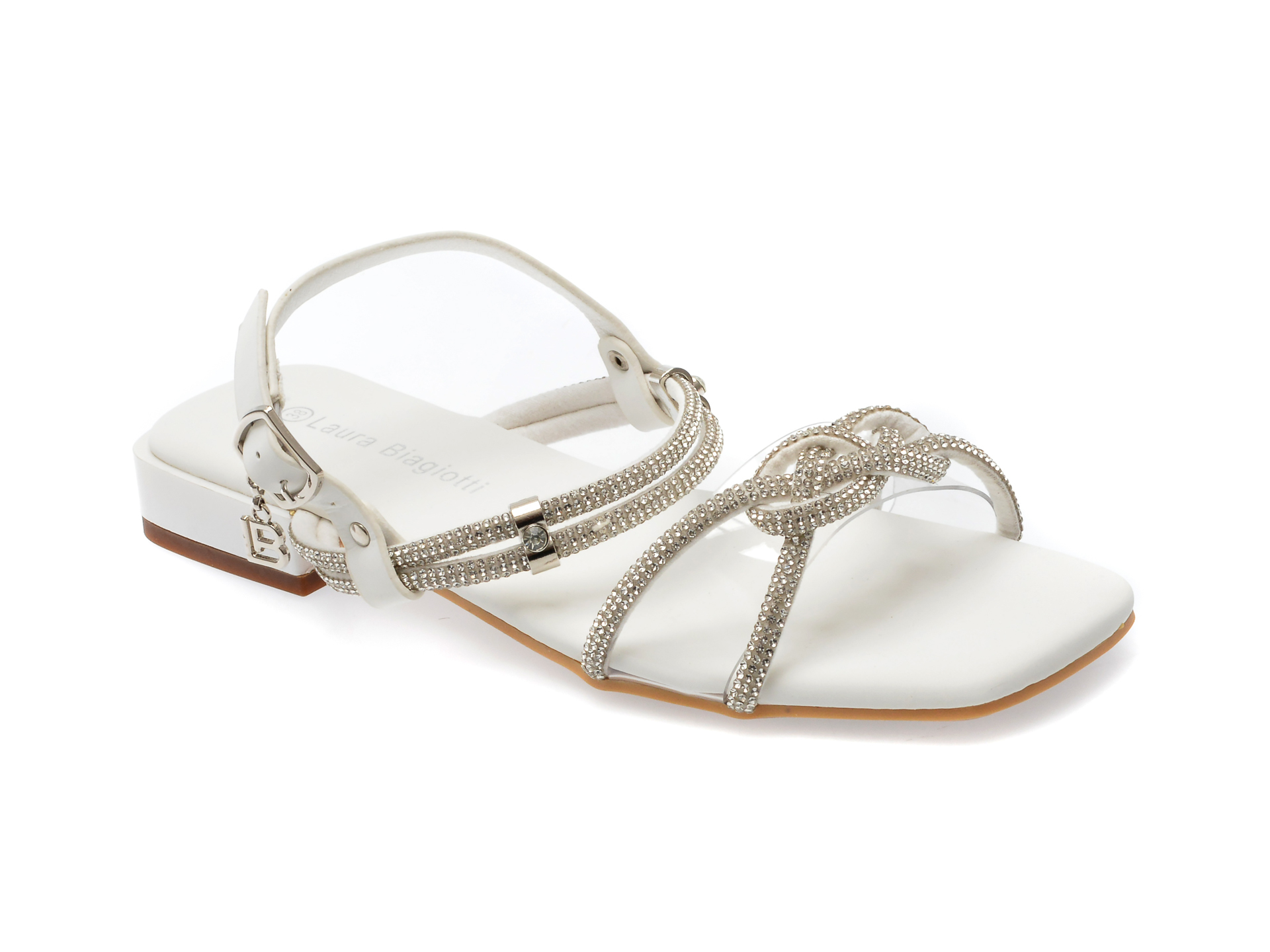 Sandale LAURA BIAGIOTTI albe, 8053, din piele ecologica /femei/sandale imagine super redus 2022