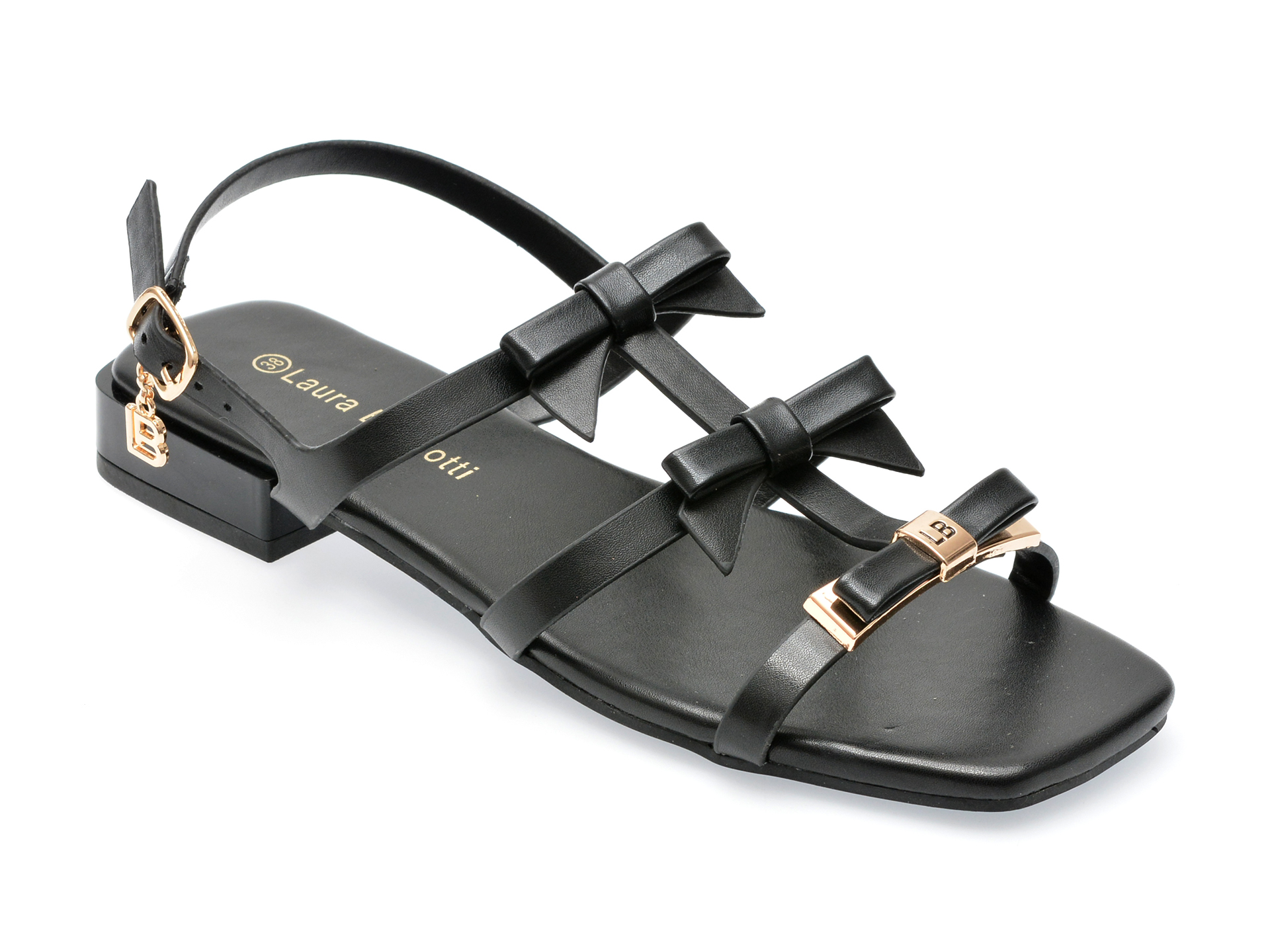 Sandale LAURA BIAGIOTTI negre, 8046, din piele ecologica /femei/sandale imagine super redus 2022
