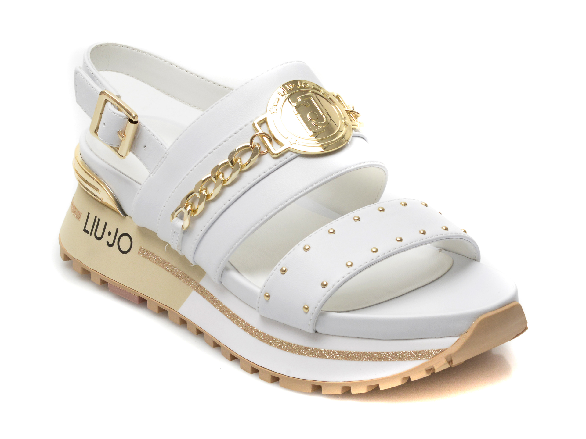 Sandale LIU JO albe, MAXWOS8, din piele ecologica /femei/sandale imagine noua