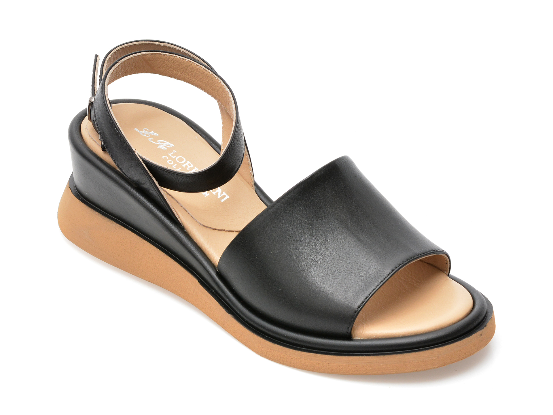 Sandale LR Lorettini negre, 30061, din piele naturala /femei/sandale imagine noua