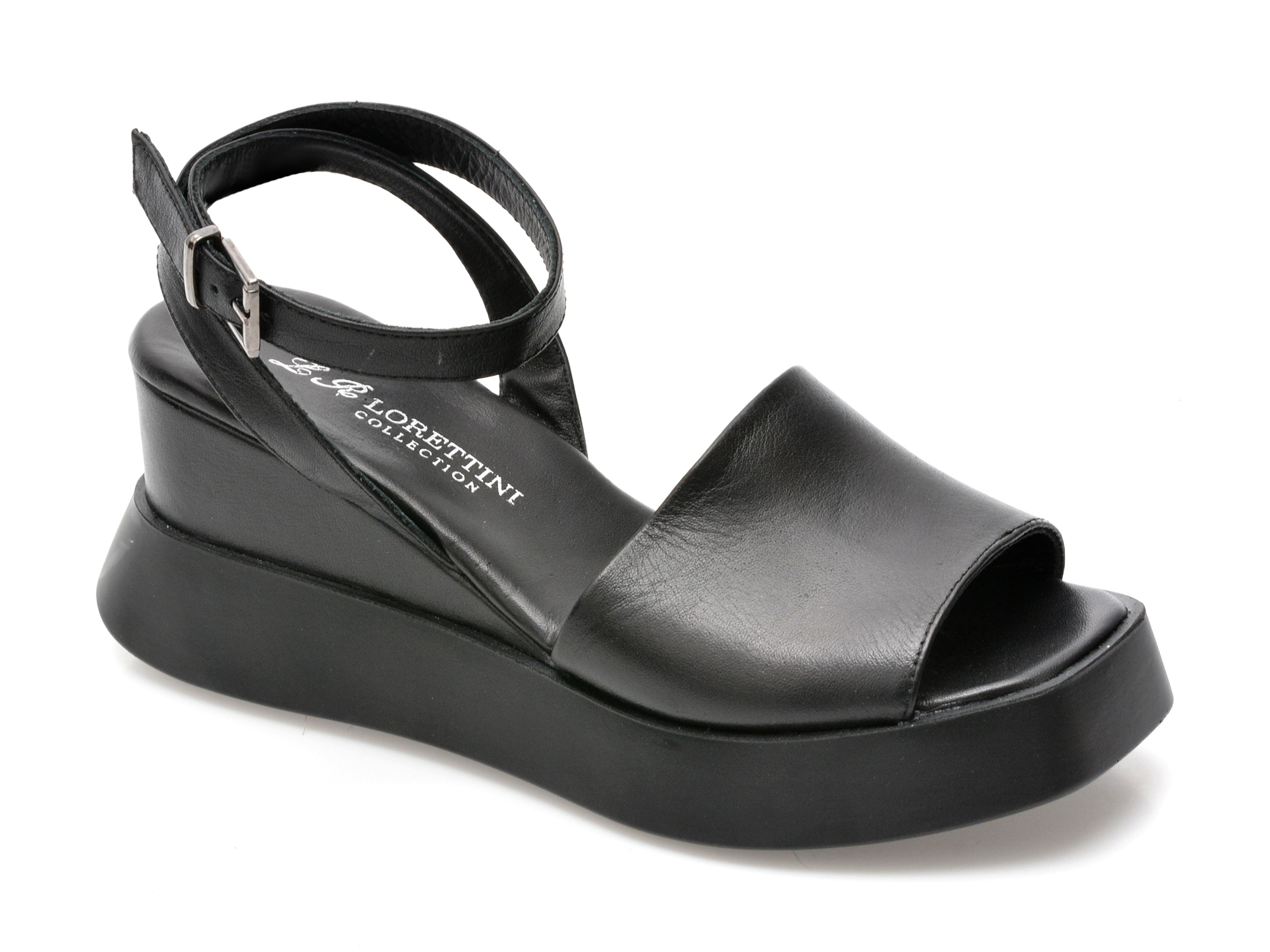 Sandale LR LORETTINI negre, 3006, din piele naturala /femei/sandale imagine noua