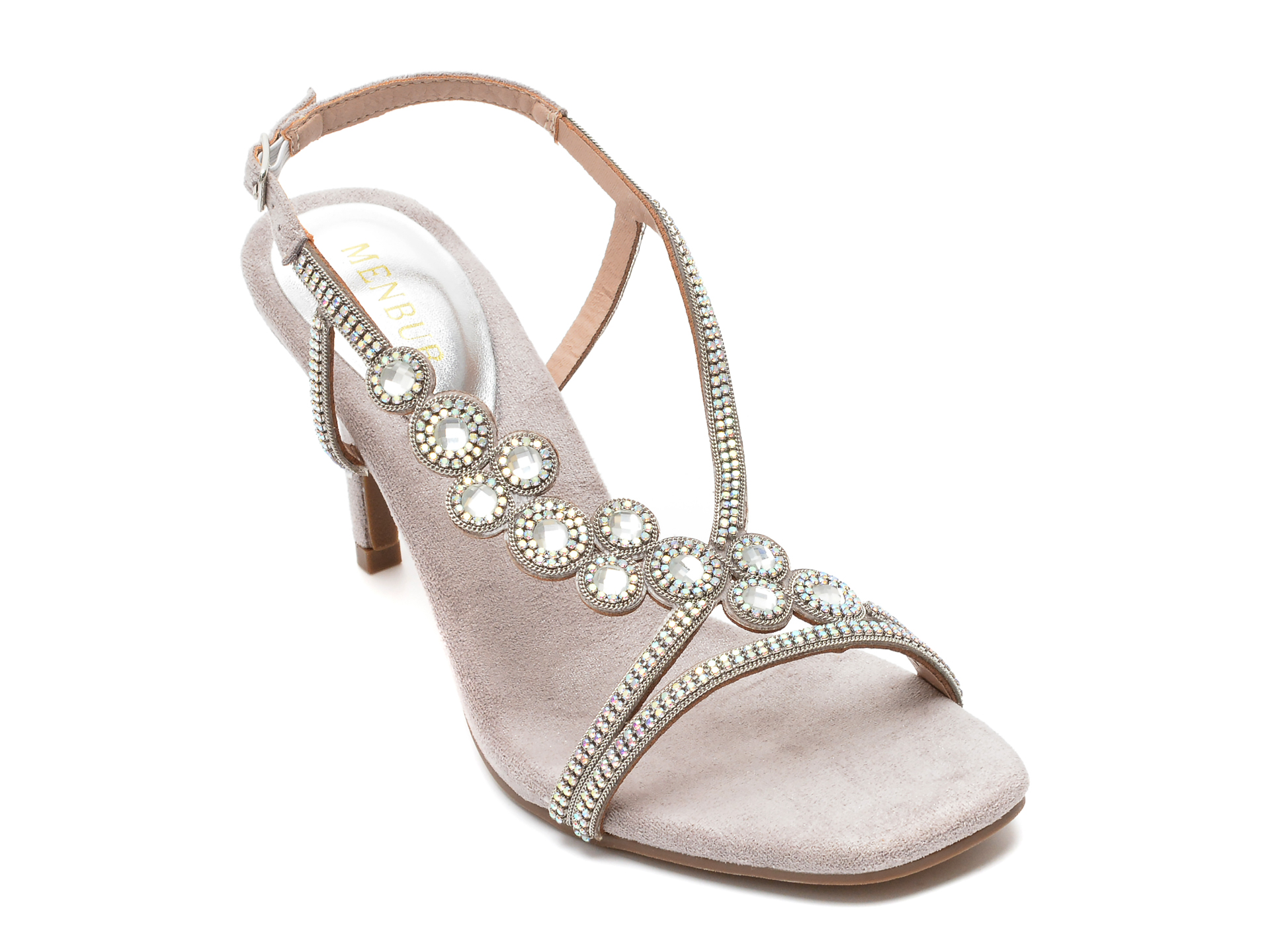 Sandale MENBUR argintii, 23011, din material textil /femei/sandale imagine noua