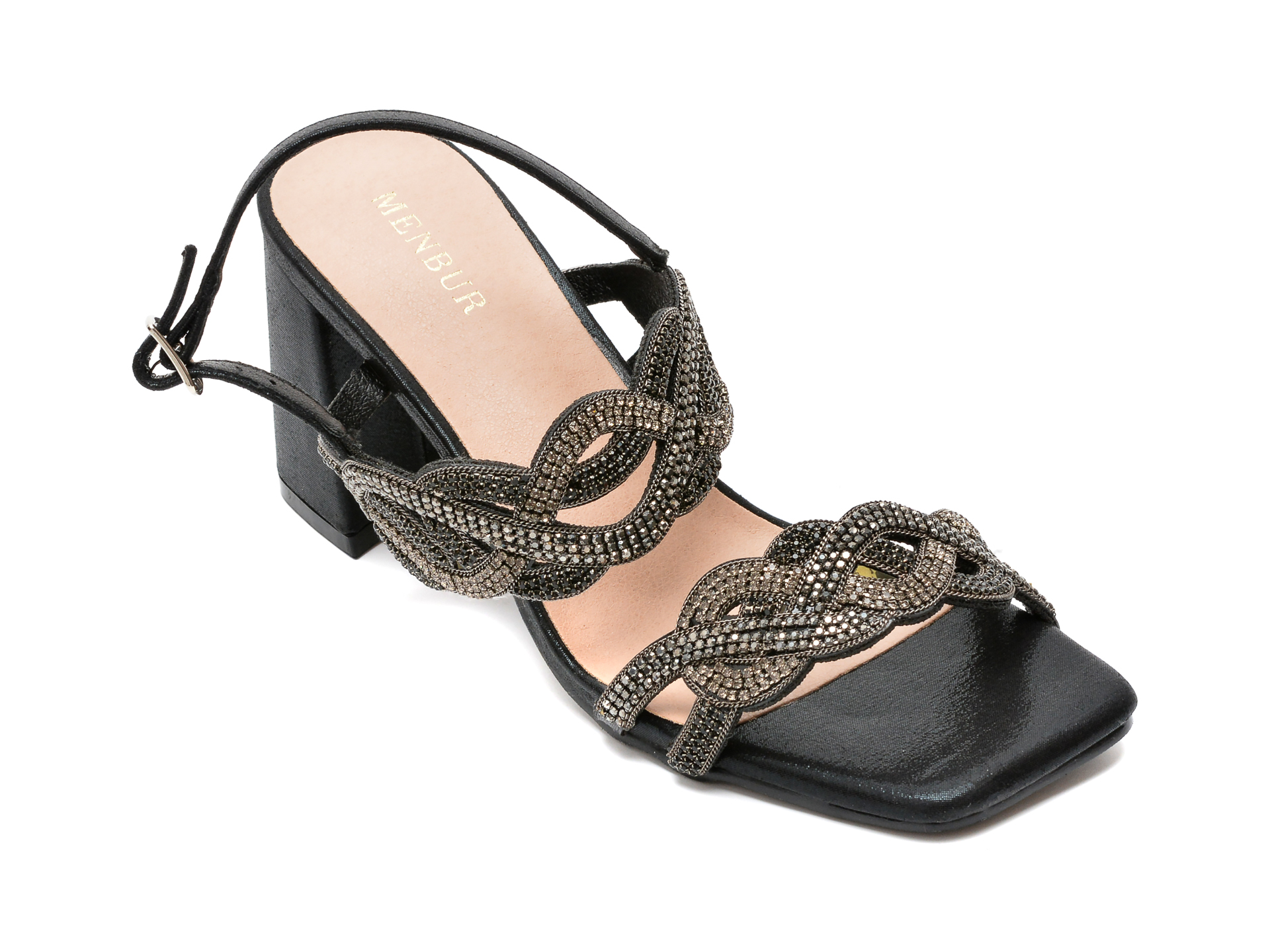 Sandale MENBUR negre, 22986, din material textil /femei/sandale imagine noua