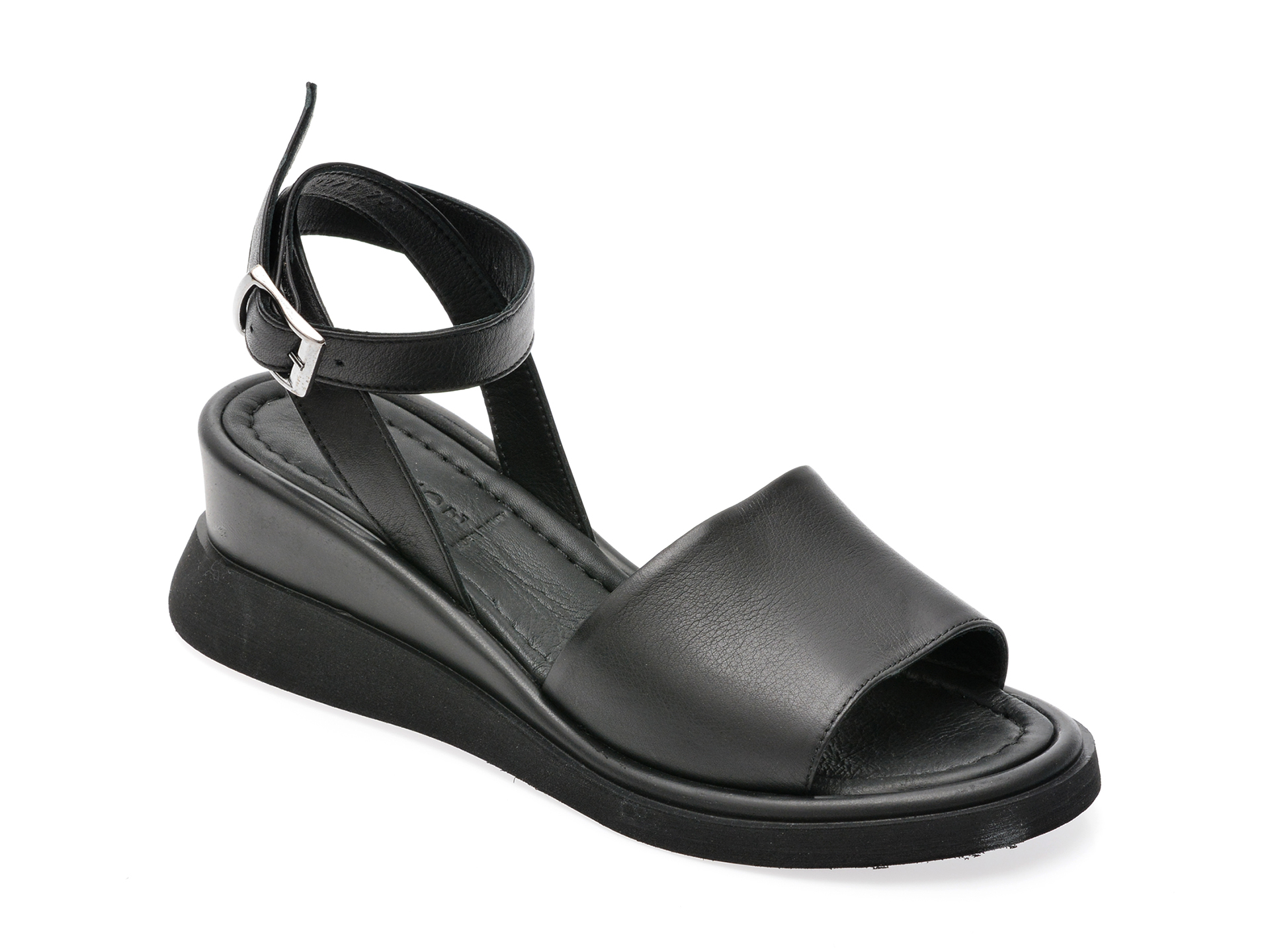 Sandale OSHADE negre, 22291, din piele naturala /femei/sandale imagine noua
