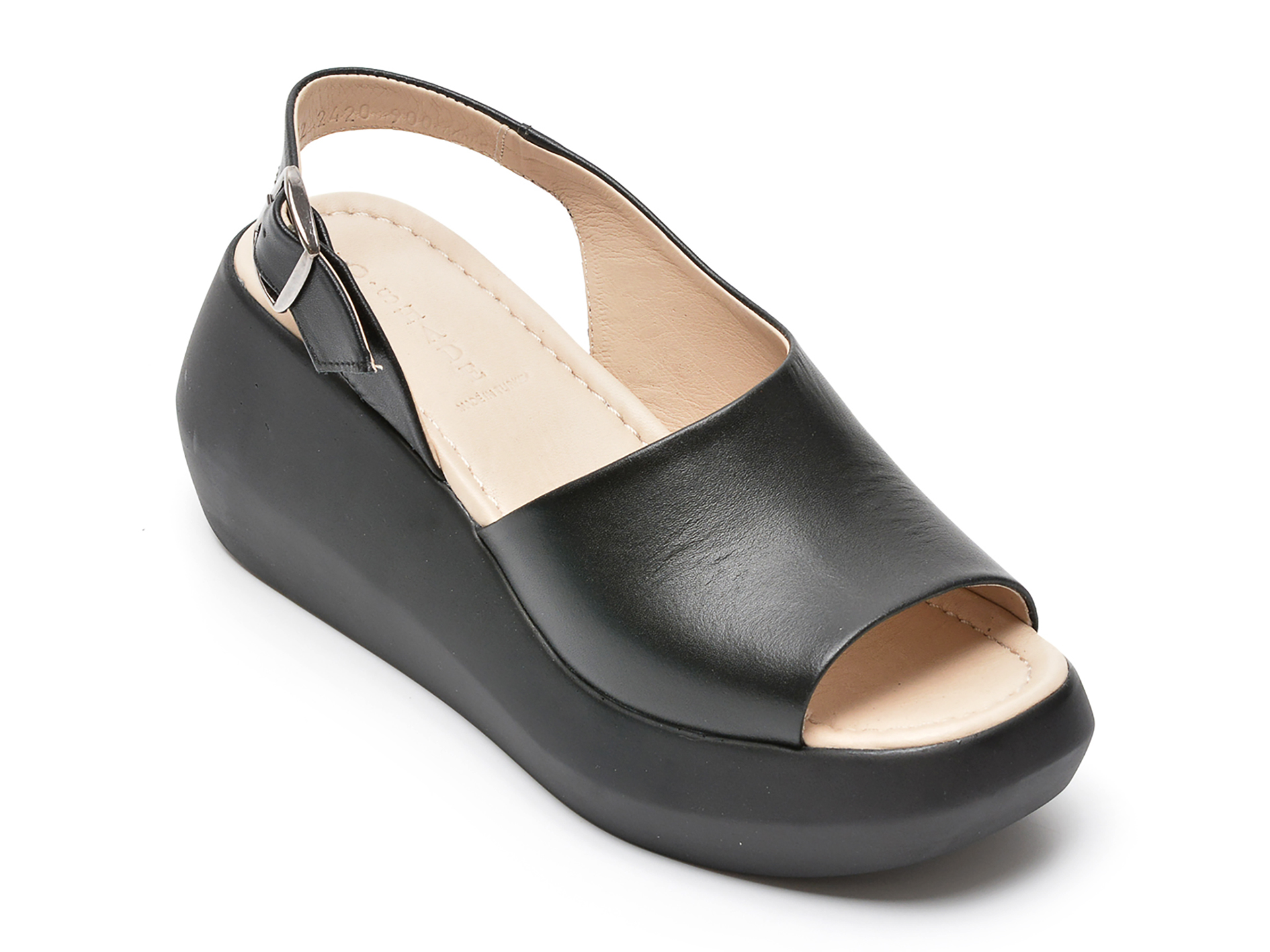 Sandale OSHADE negre, 22420, din piele naturala /femei/sandale imagine noua