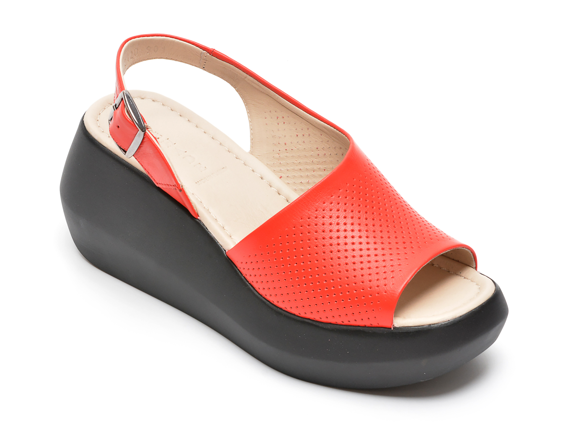 Sandale OSHADE rosii, 002242Z, din piele naturala /femei/sandale imagine noua