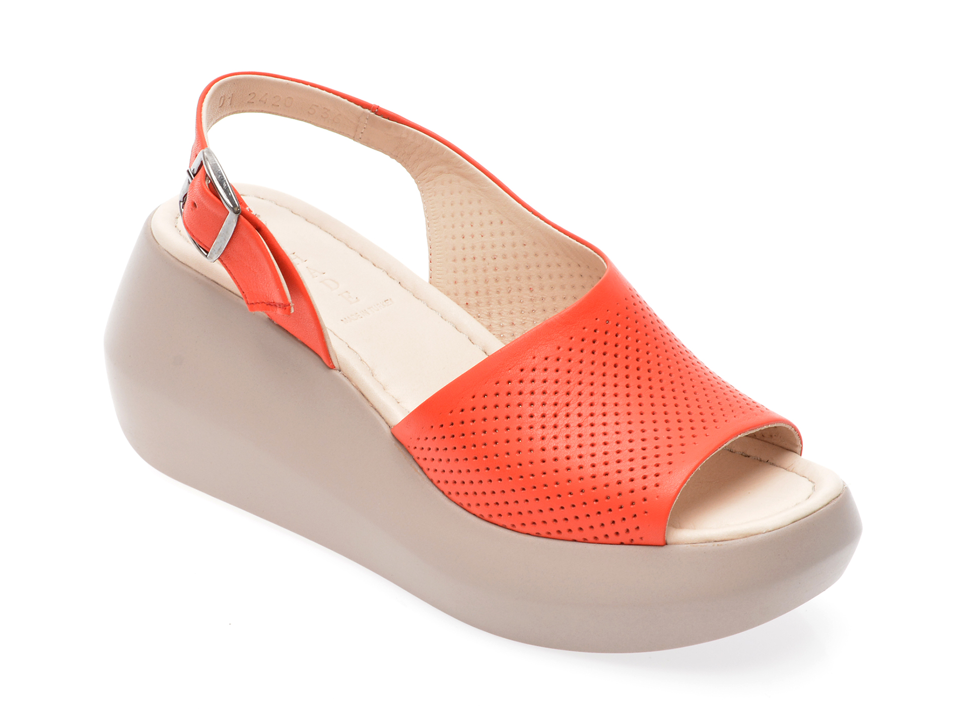 Sandale OSHADE rosii, 002242Z, din piele naturala /femei/sandale imagine noua
