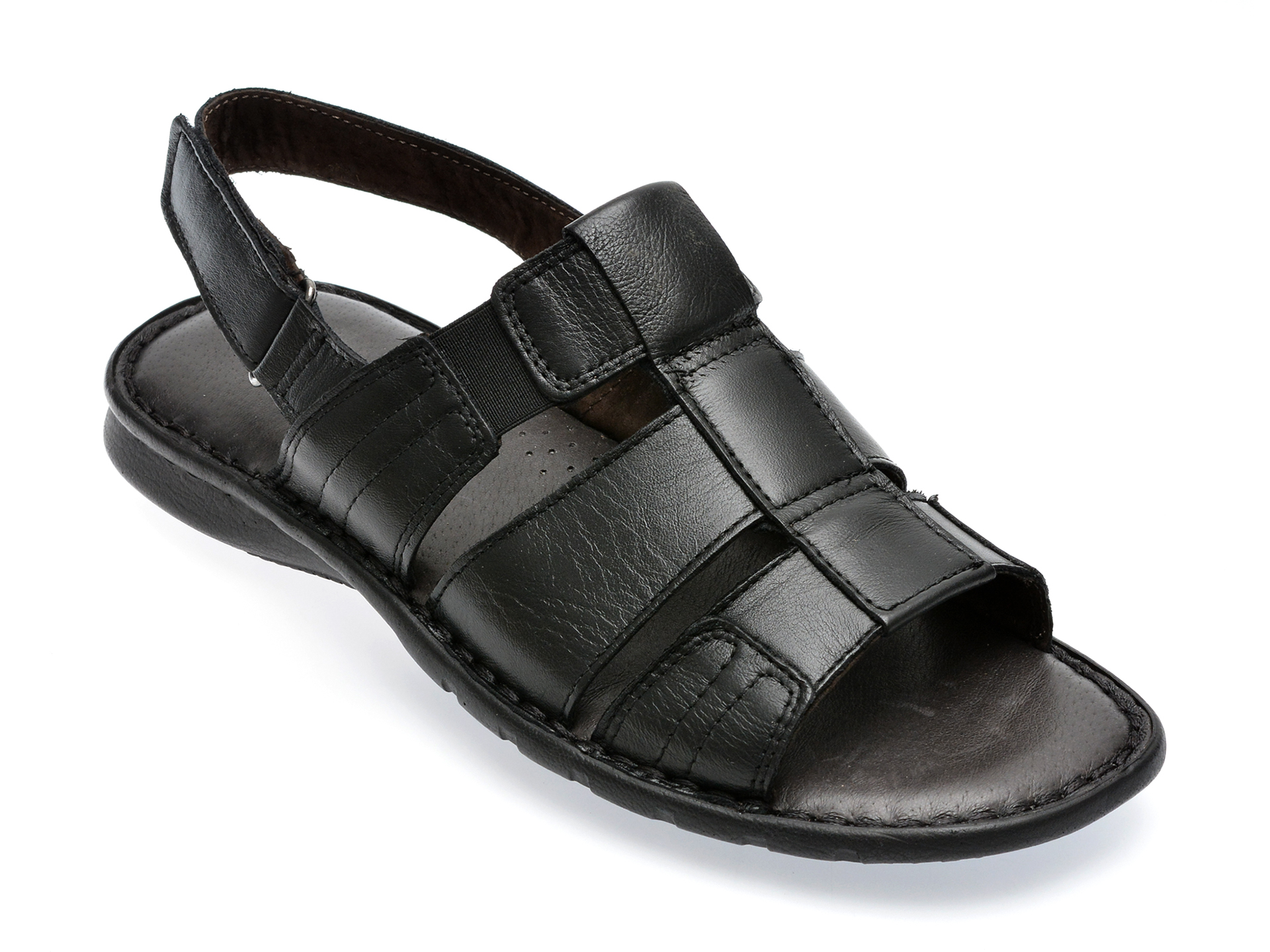 Sandale OTTER negre, 6758, din piele naturala /barbati/sandale imagine super redus 2022