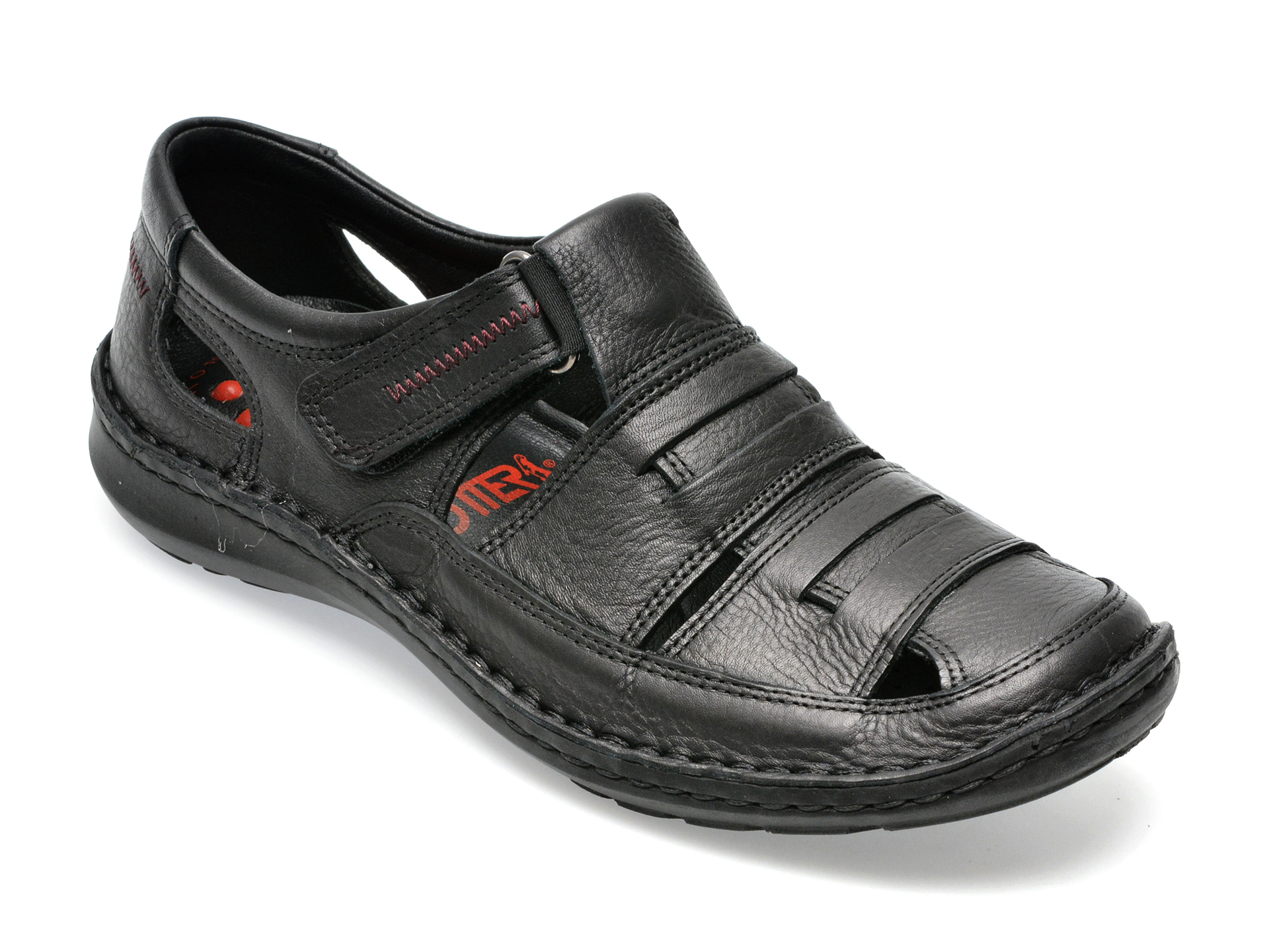 Sandale OTTER negre, 9562, din piele naturala /barbati/sandale imagine super redus 2022