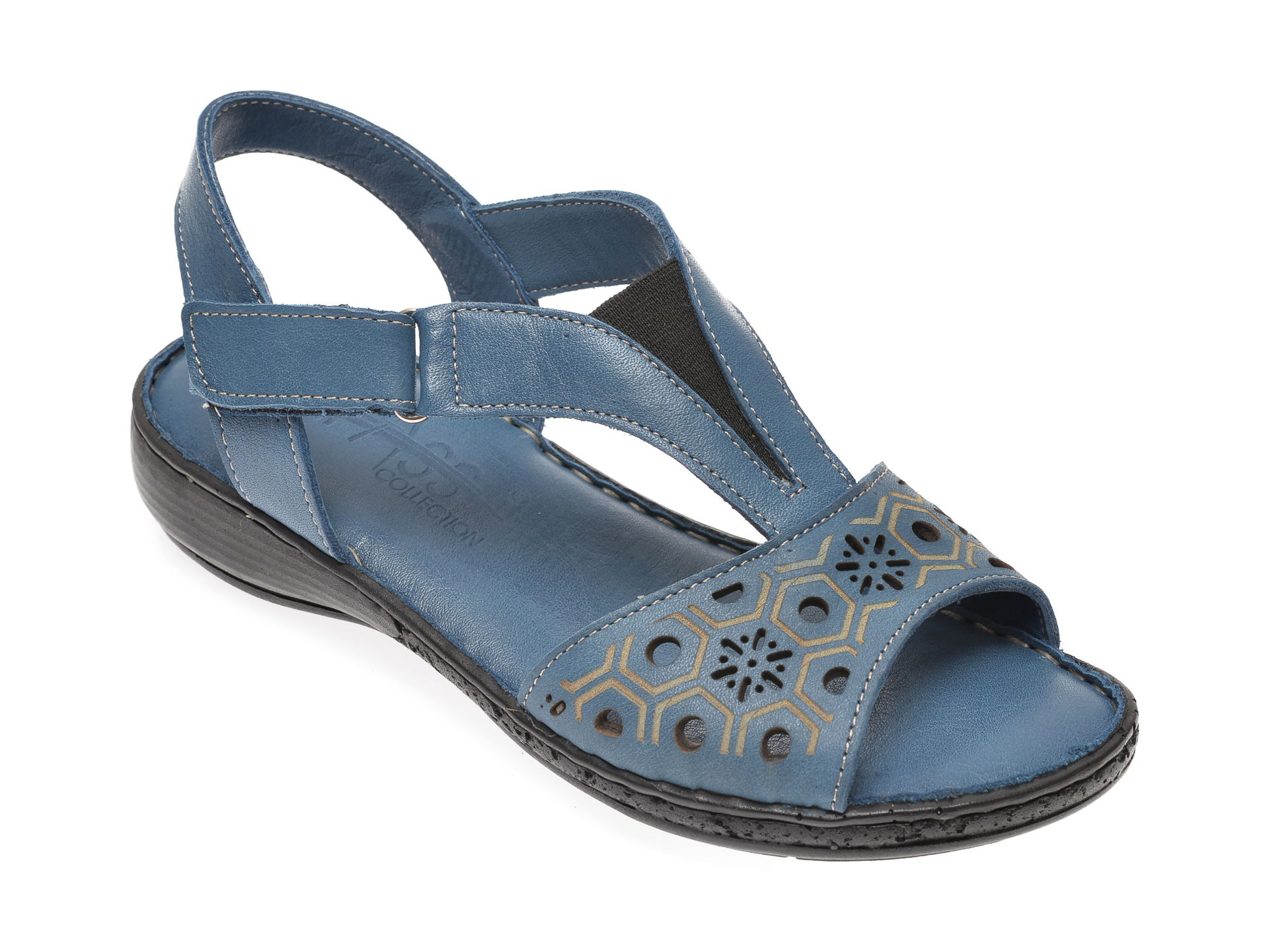 Sandale PASS COLLECTION albastre, 435, din piele naturala