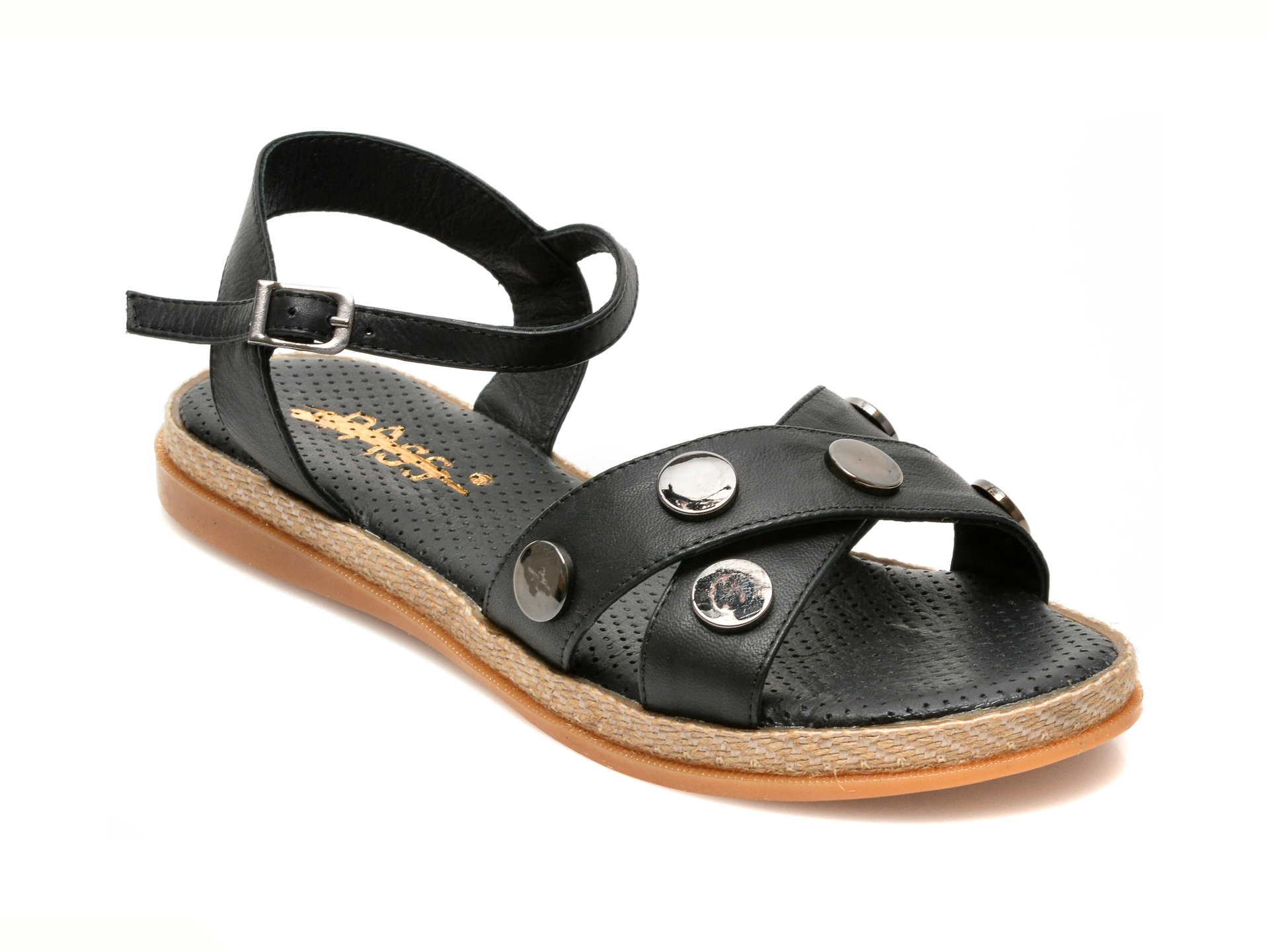 Sandale PASS COLLECTION negre, 1006, din piele naturala otter.ro