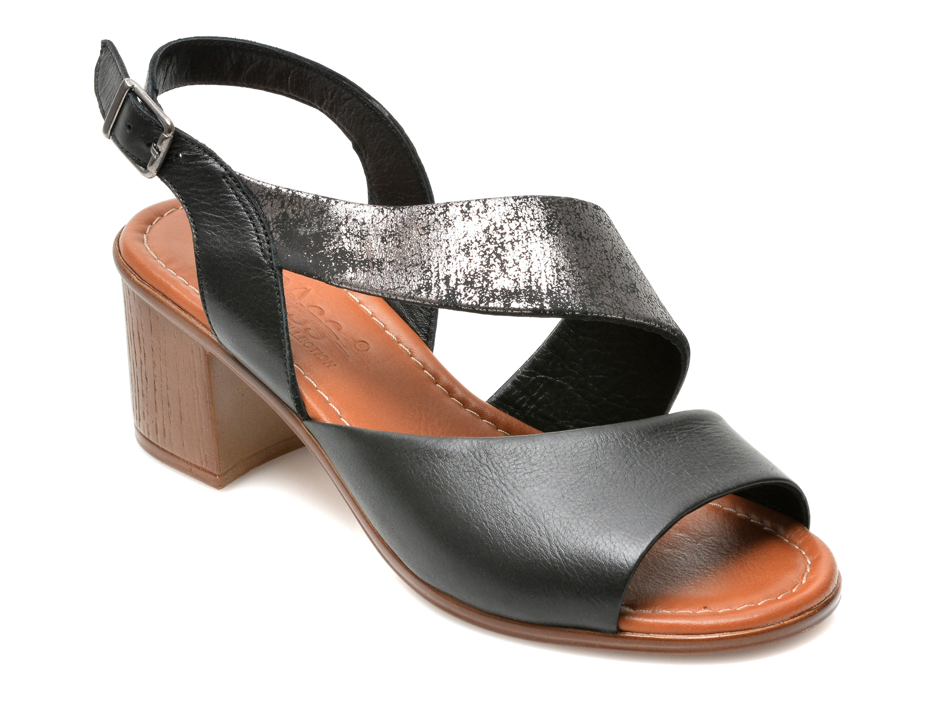 Sandale PASS COLLECTION negre, 632, din piele naturala otter.ro