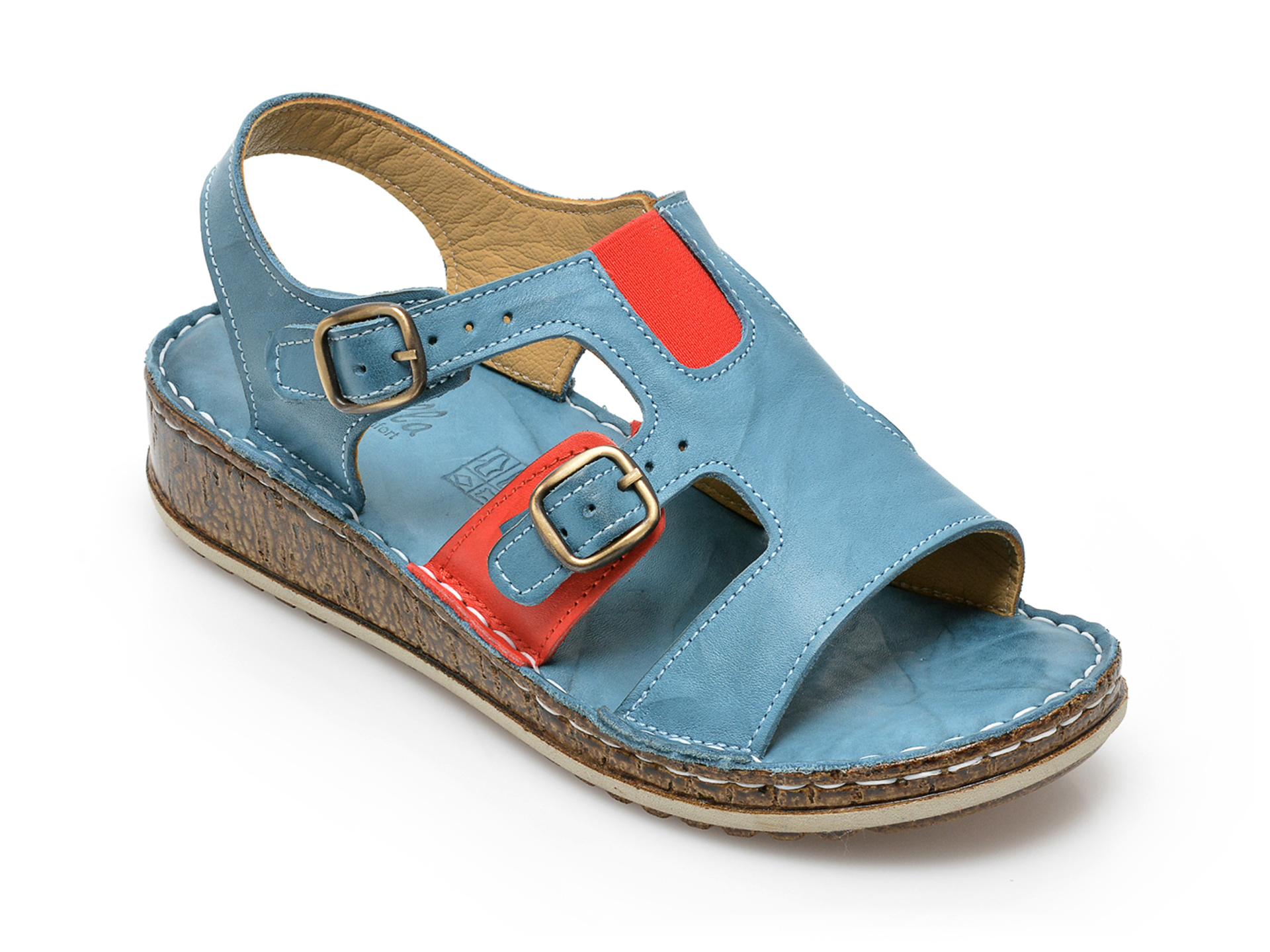 Sandale PAVARELLA albastre, 1328, din piele naturala /femei/sandale imagine noua