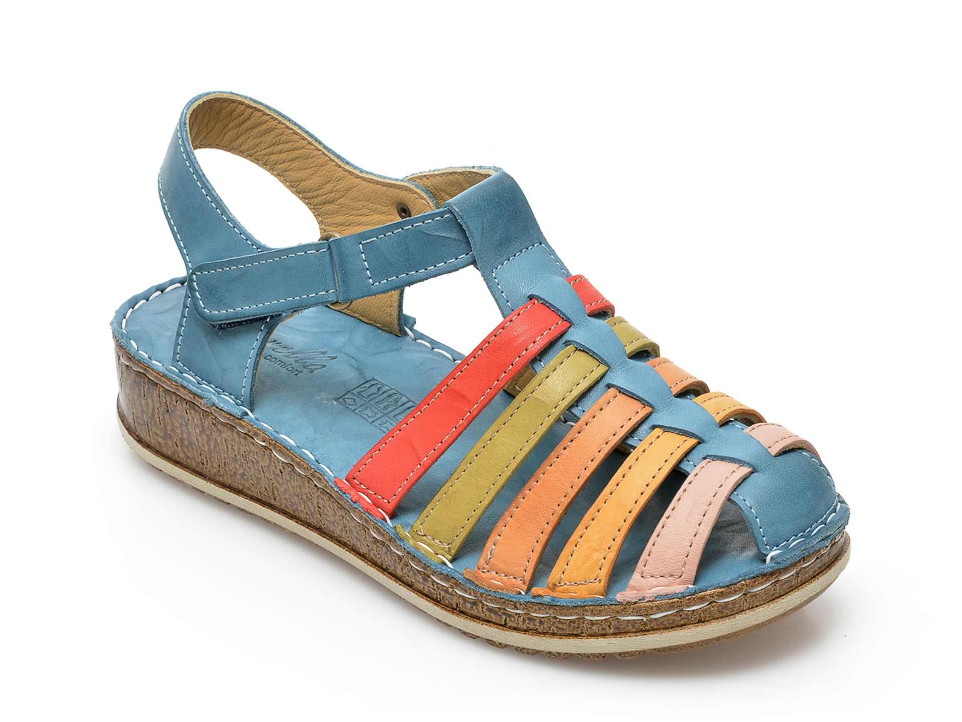 Sandale PAVARELLA albastri, 1372, din piele naturala /femei/sandale